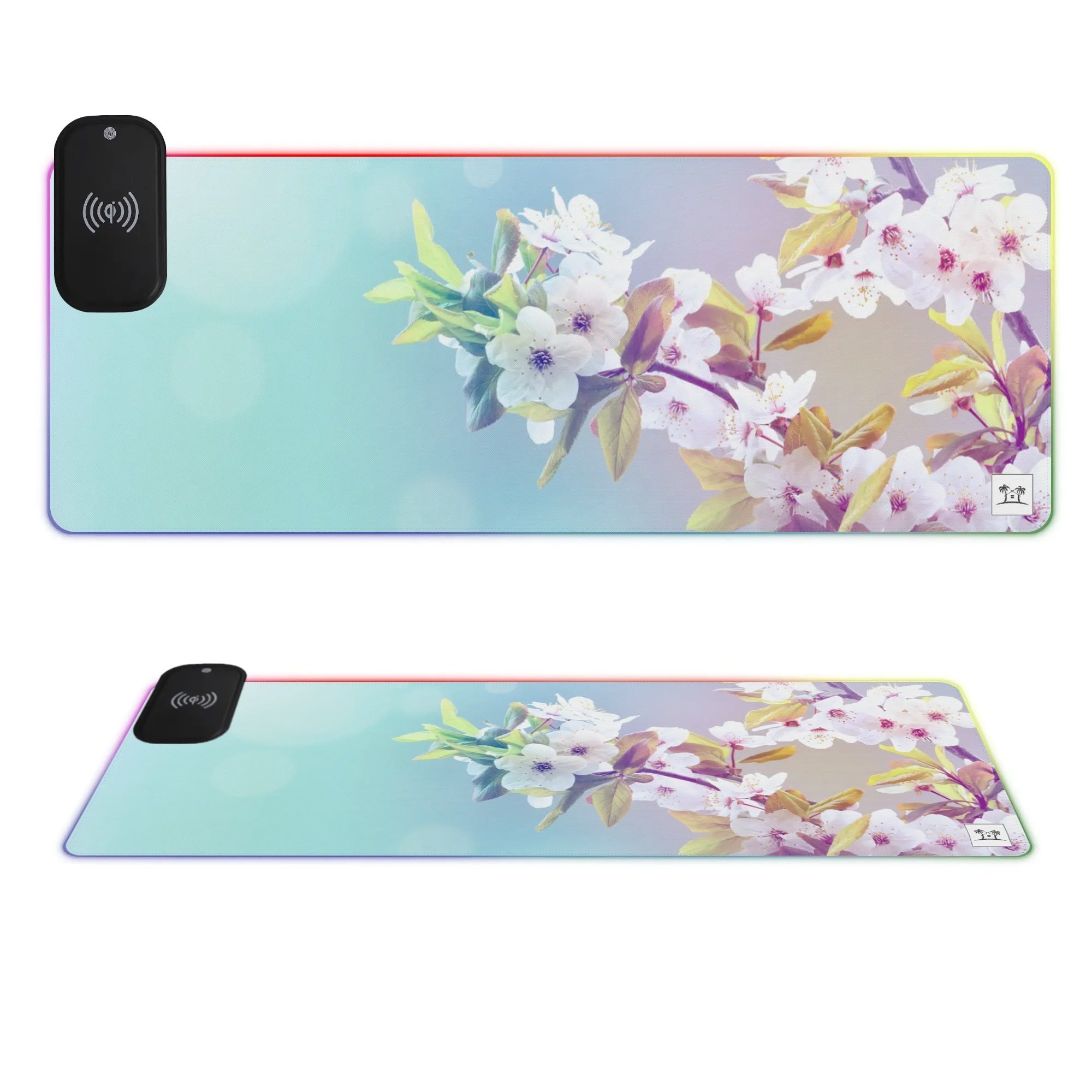 Wireless Charging Neoprene Gaming Desk Pad - Blossoms