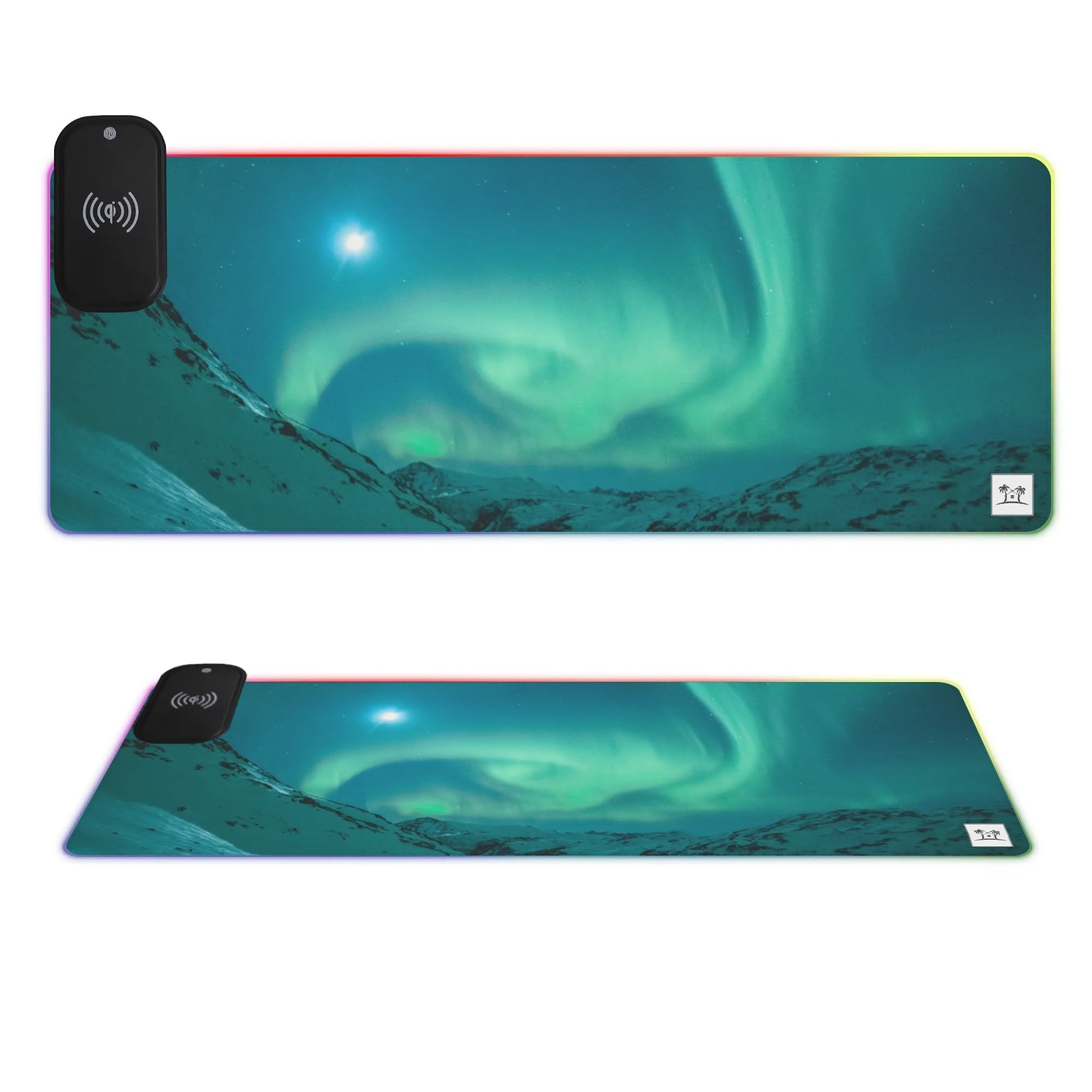 Wireless Charging Neoprene Gaming Desk Pad - Borealis