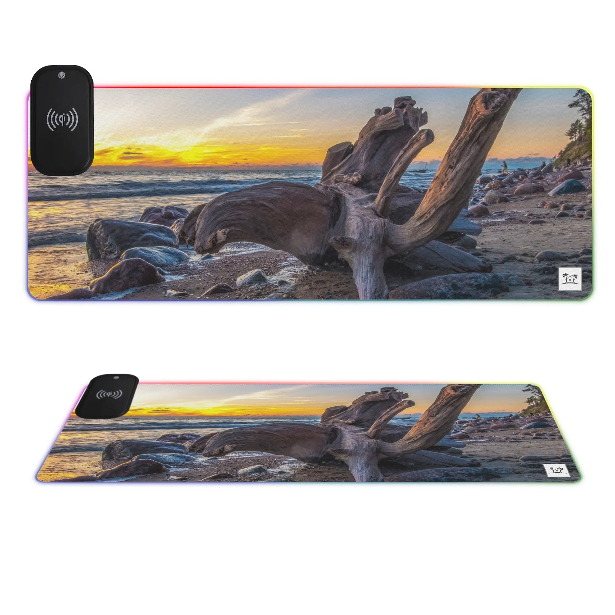 Wireless Charging Neoprene Gaming Desk Pad - Driftwood