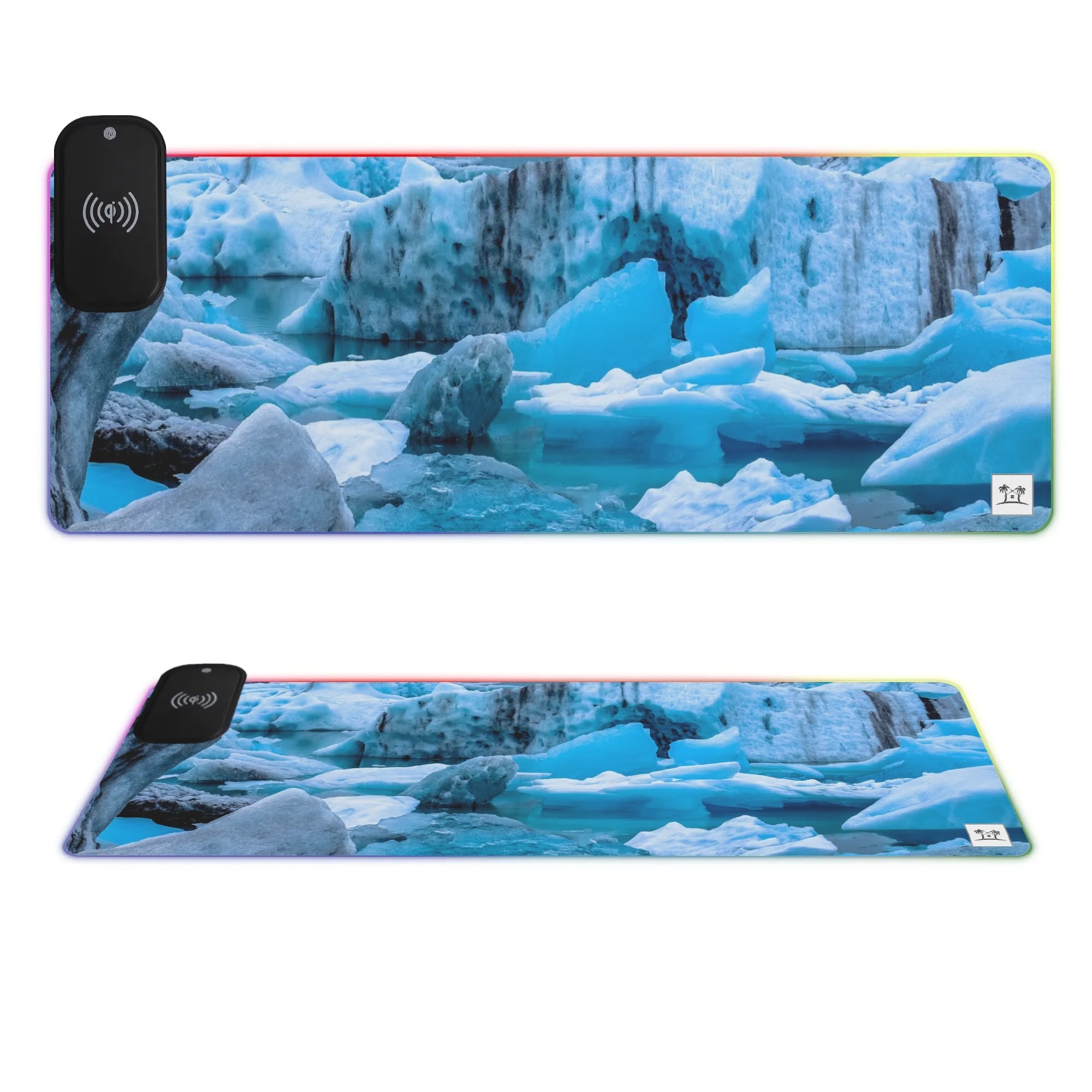 Wireless Charging Neoprene Gaming Desk Pad - Glacier