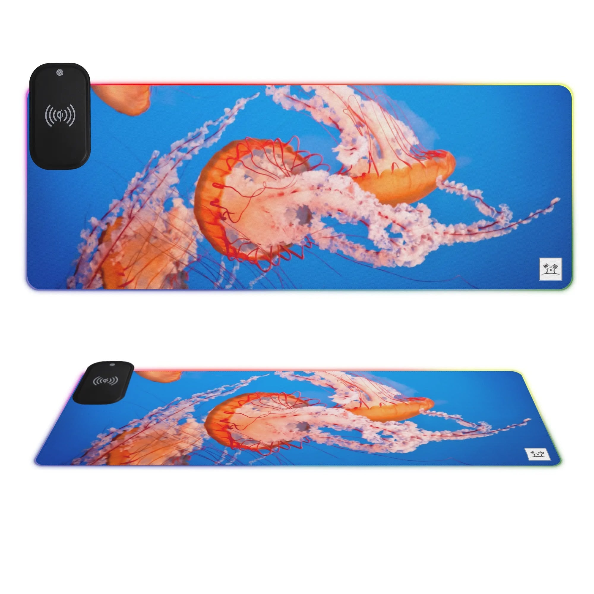 Wireless Charging Neoprene Gaming Desk Pad - Jellyfish