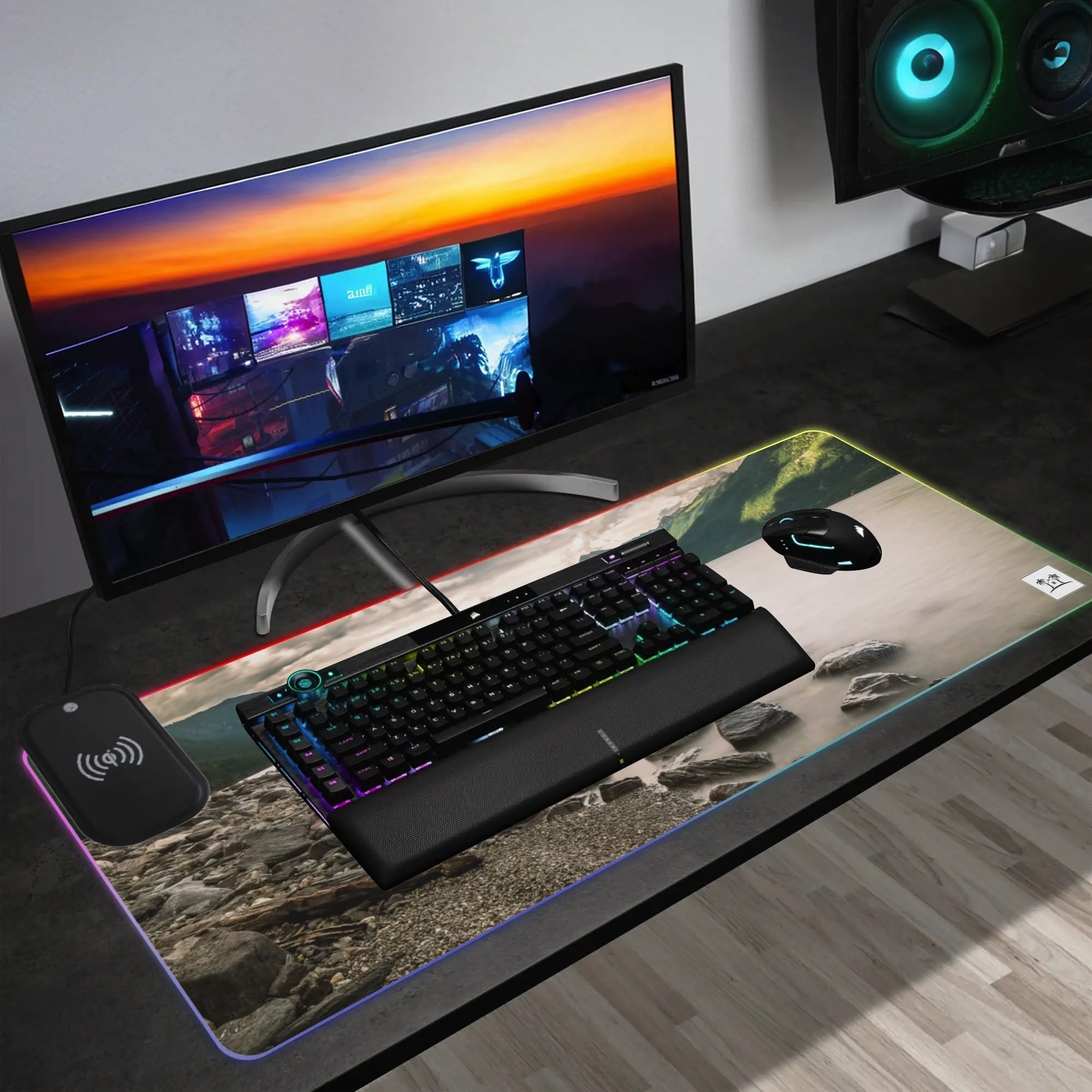 Wireless Charging Neoprene Gaming Desk Pad - Lakeshore