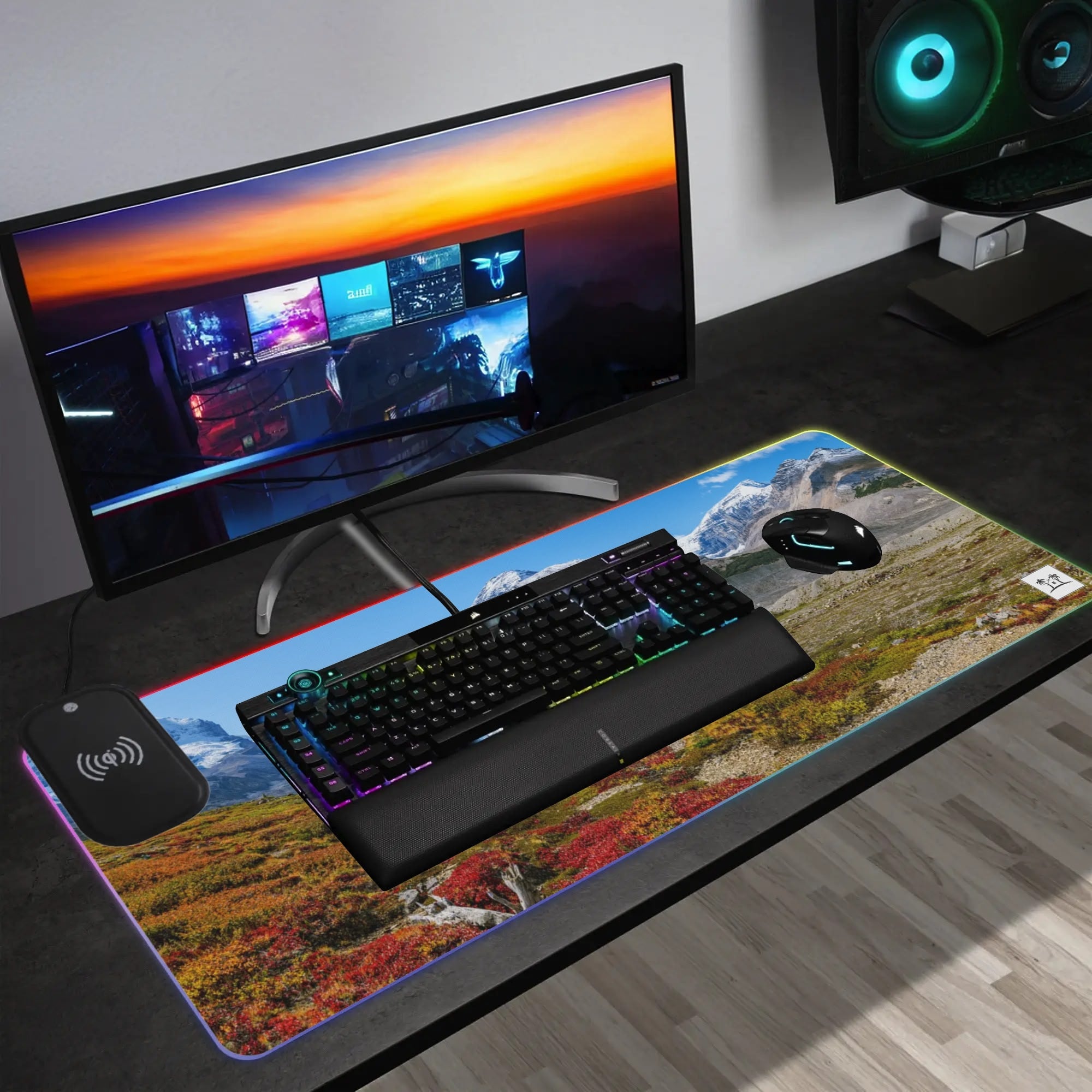 Wireless Charging Neoprene Gaming Desk Pad - Tundra