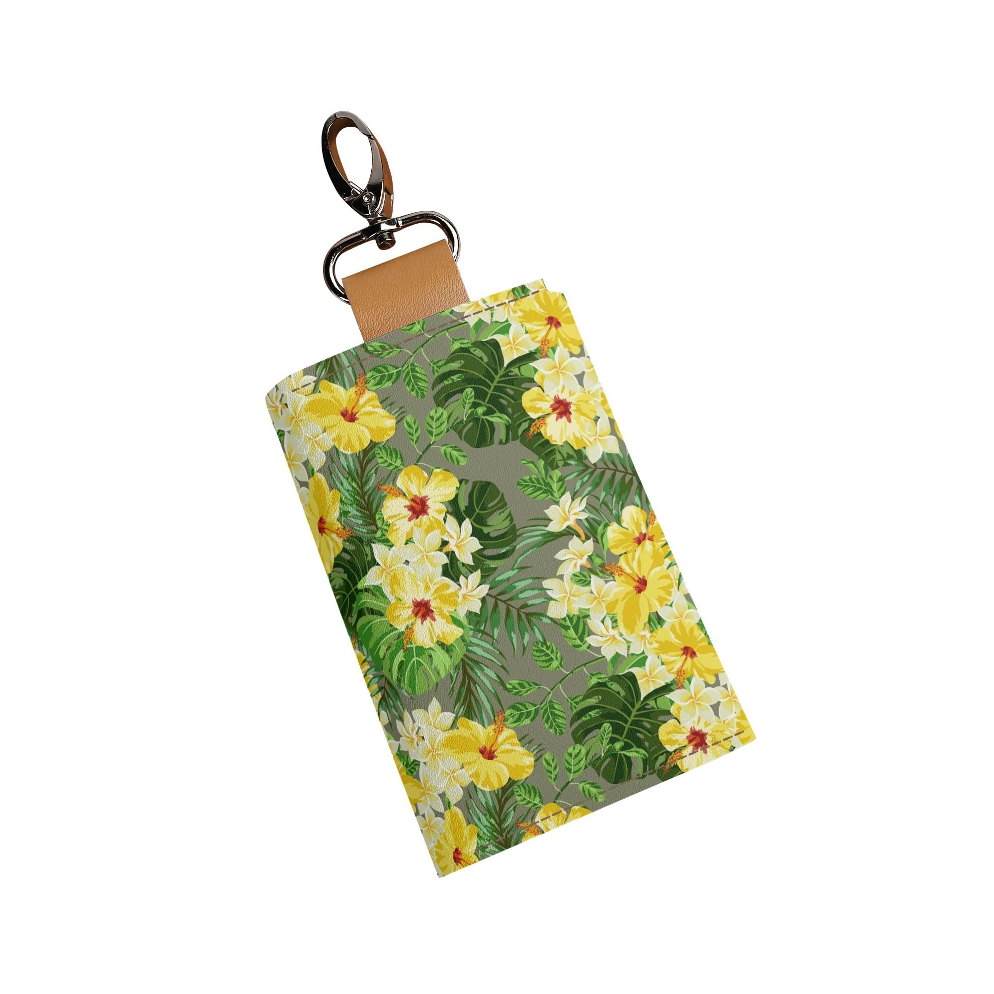 Women's Faux Leather Keychain Purse - Tropical Garden