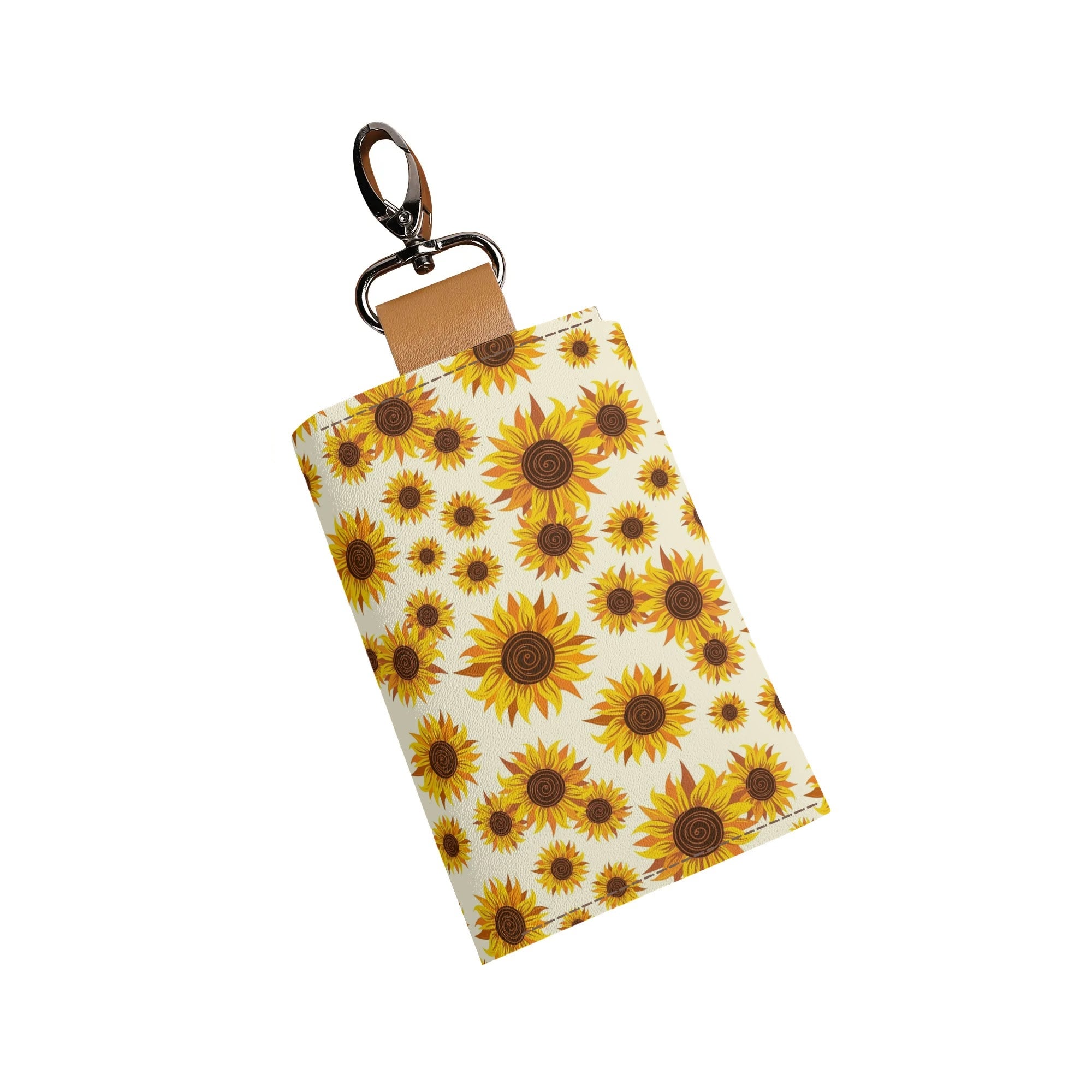 Women's Faux Leather Keychain Purse - Sunflower Swirls