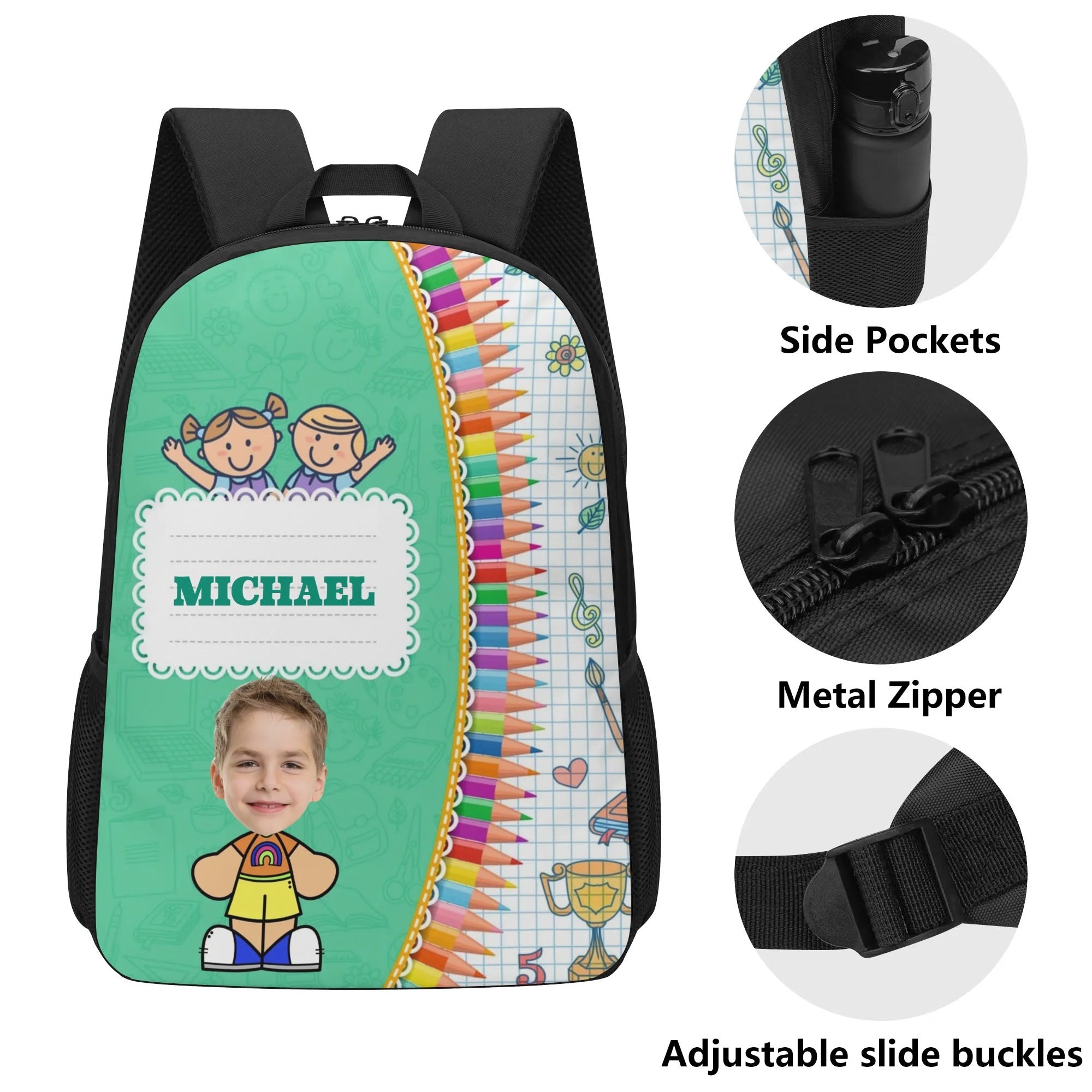 Personalized 17-Inch School Backpack for Boys