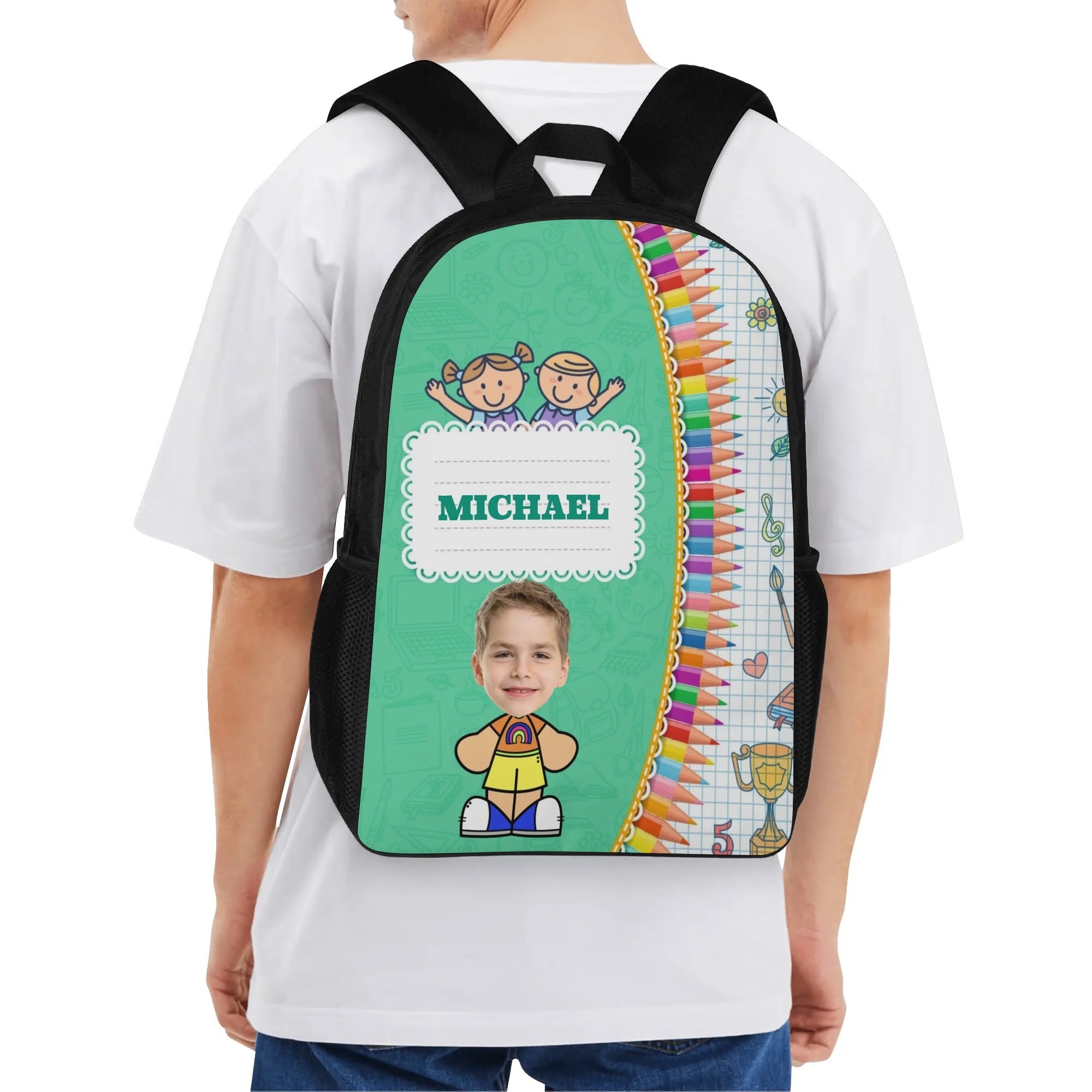 Personalized 17-Inch School Backpack for Boys