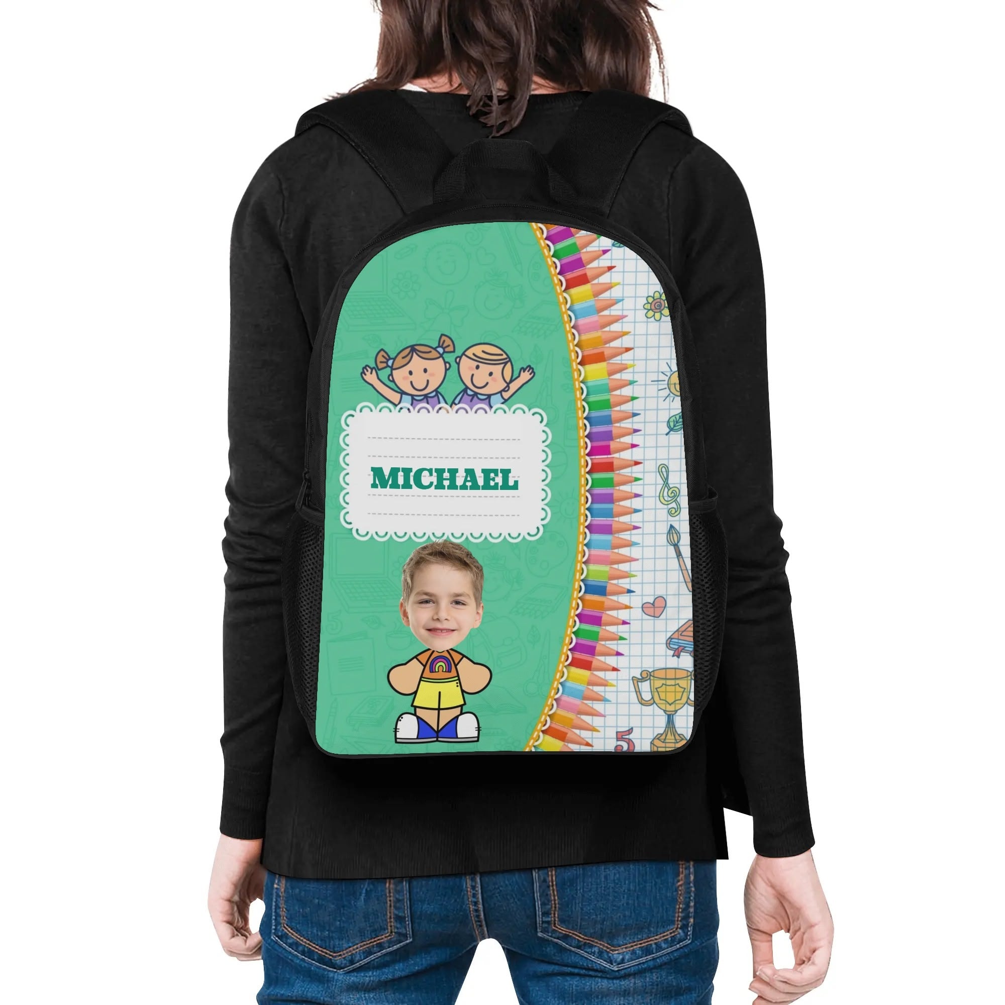 Personalized 17-Inch School Backpack for Boys