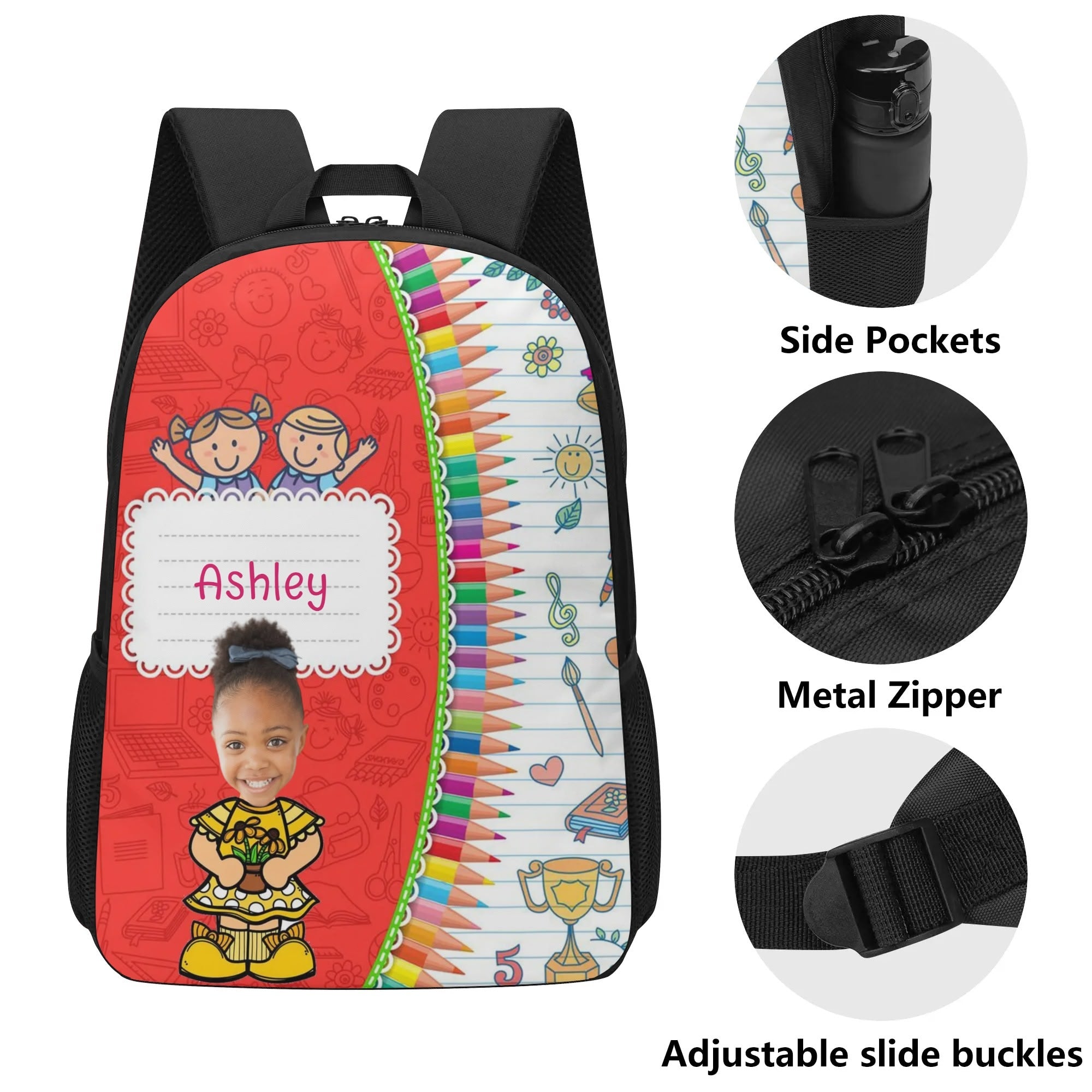 Personalized 17-Inch School Backpack for Girls