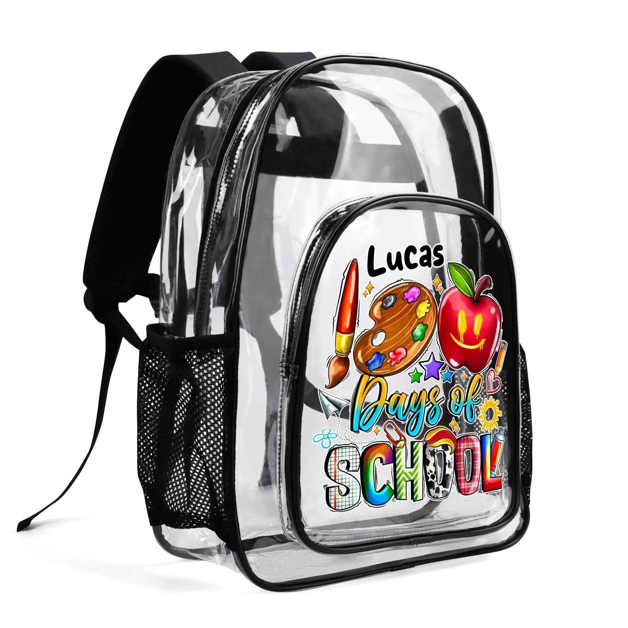 Personalized 17-Inch Clear Bag PVC Transparent School Backpack