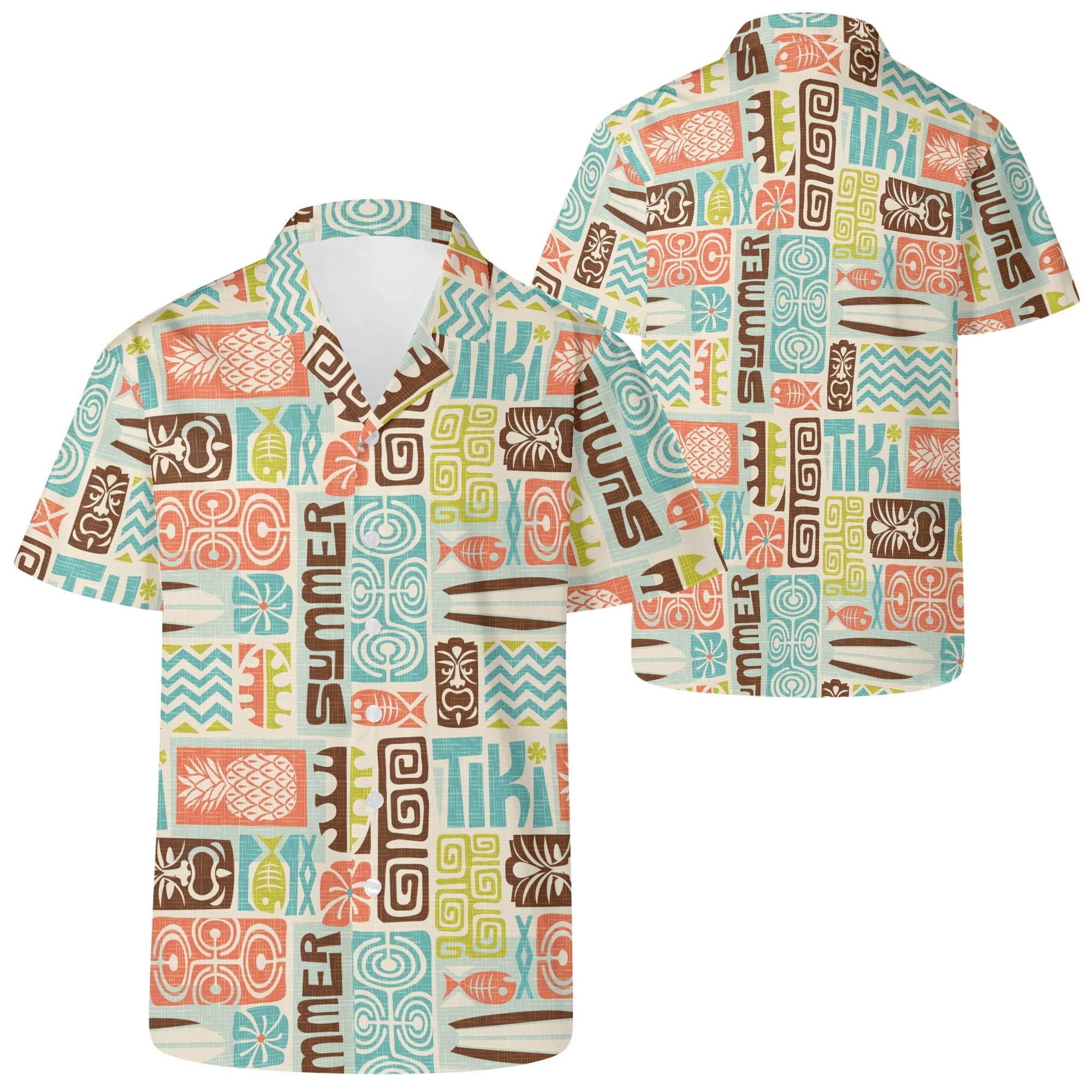 Men's Casual Hawaiian Shirt - Tiki Summer