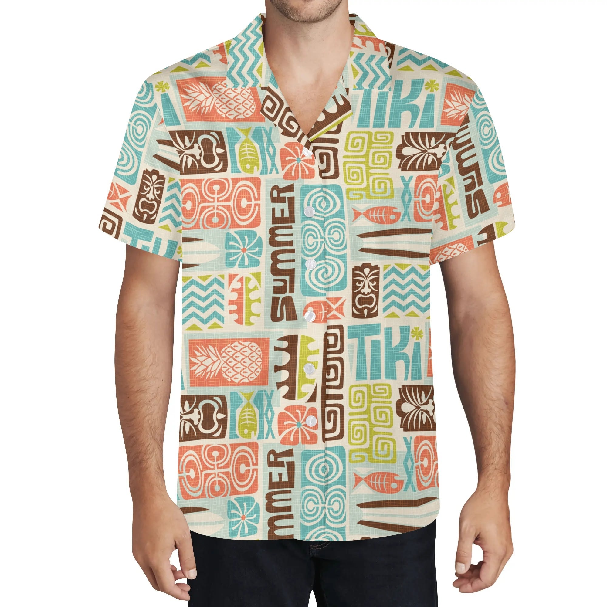 Men's Casual Hawaiian Shirt - Tiki Summer