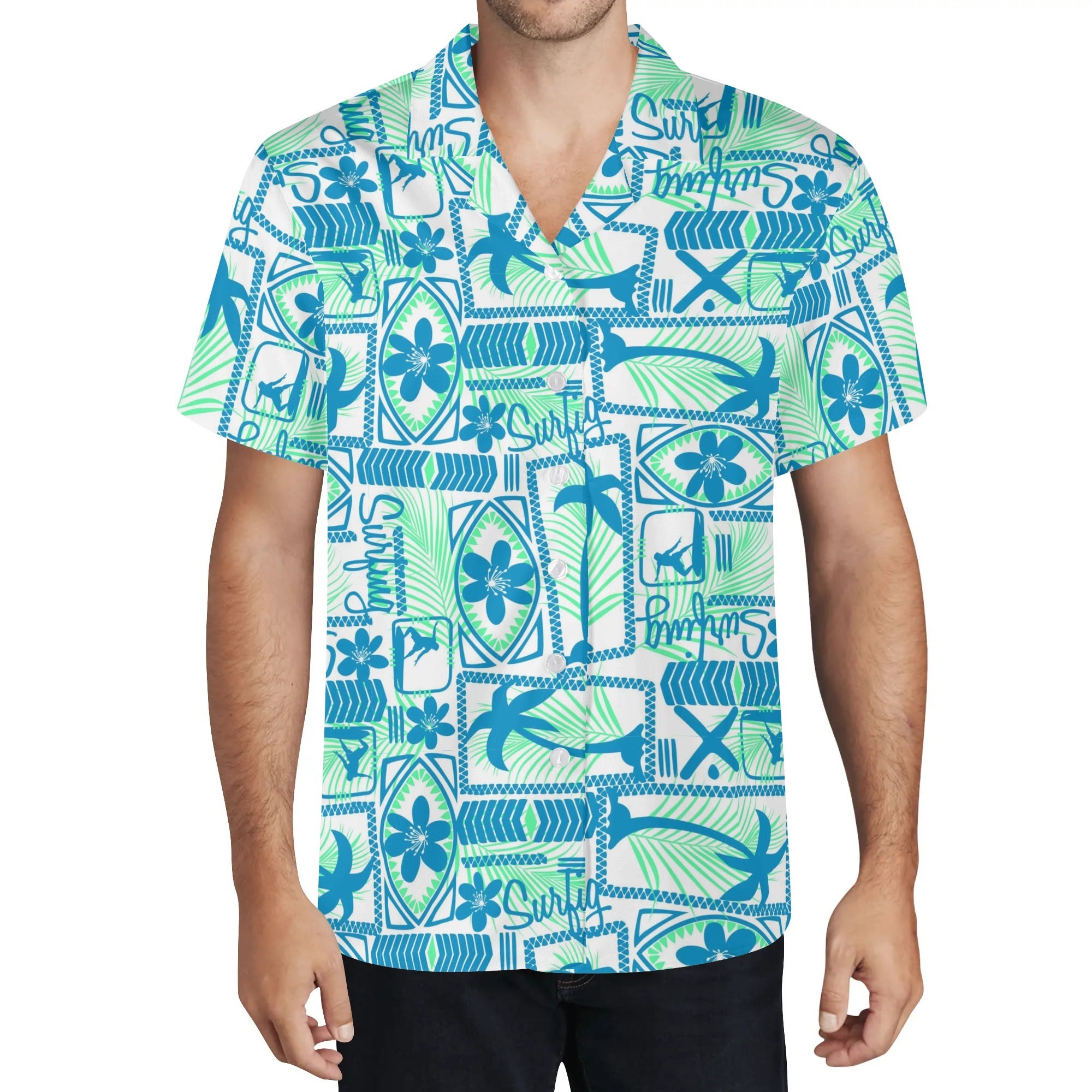 Men's Casual Hawaiian Shirt - Island Surfing