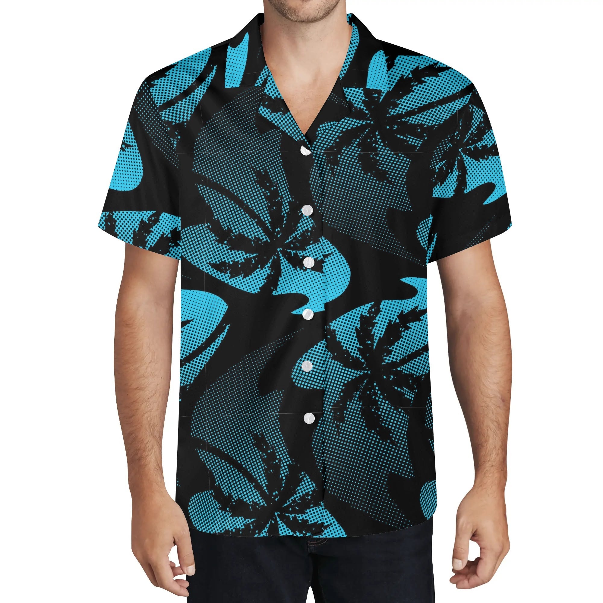 Men's Casual Hawaiian Shirt - Palm Waves