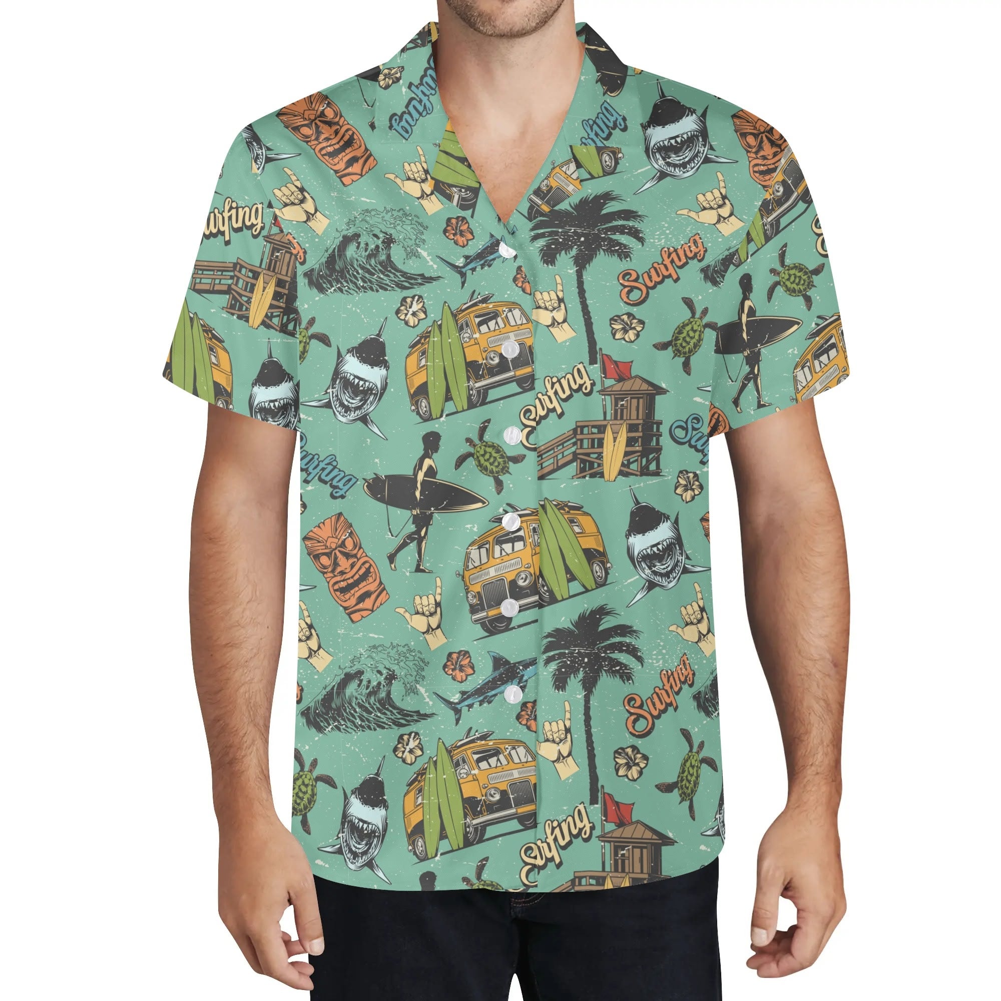 Men's Casual Hawaiian Shirt - Surf Culture