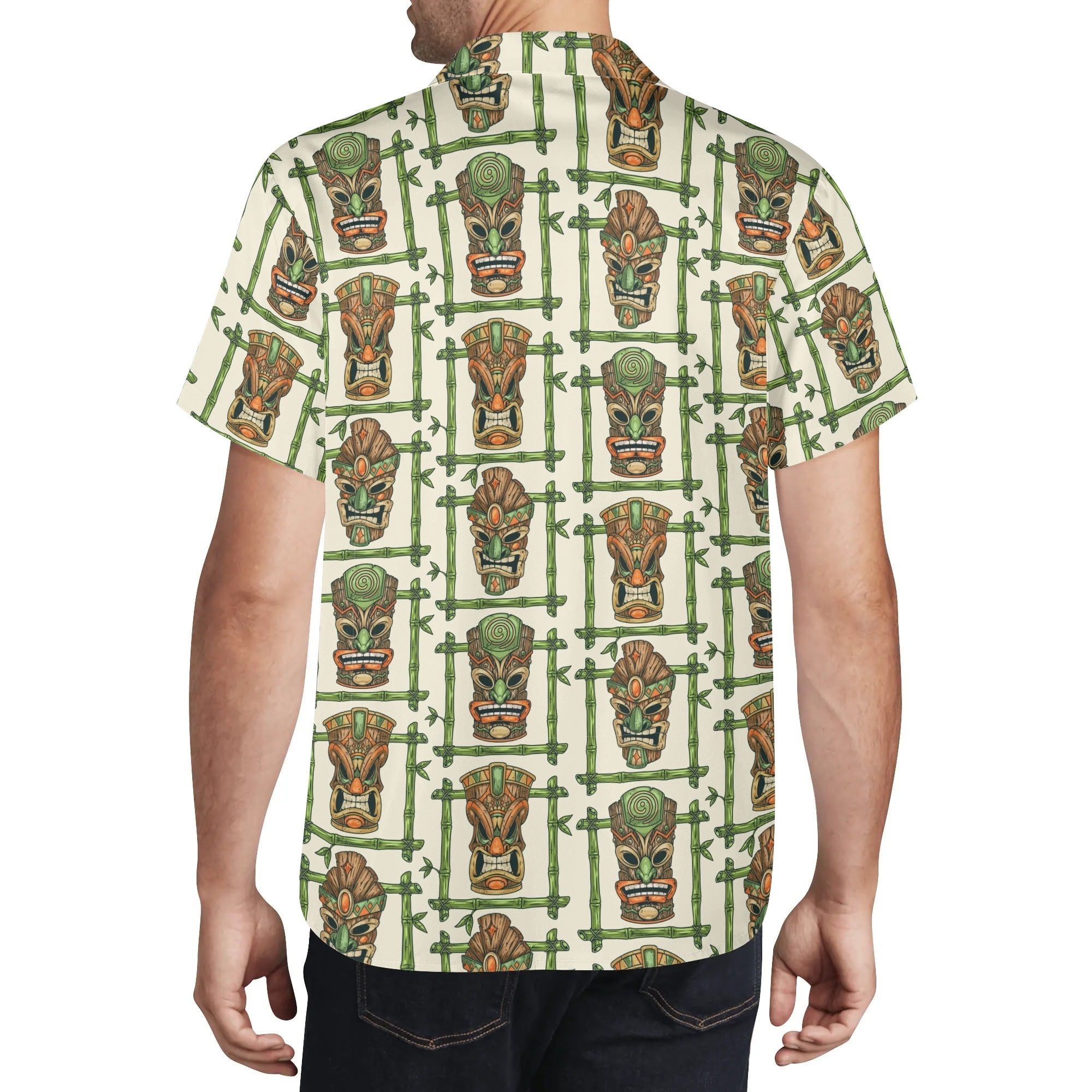 Men's Casual Hawaiian Shirt - Tiki Masks