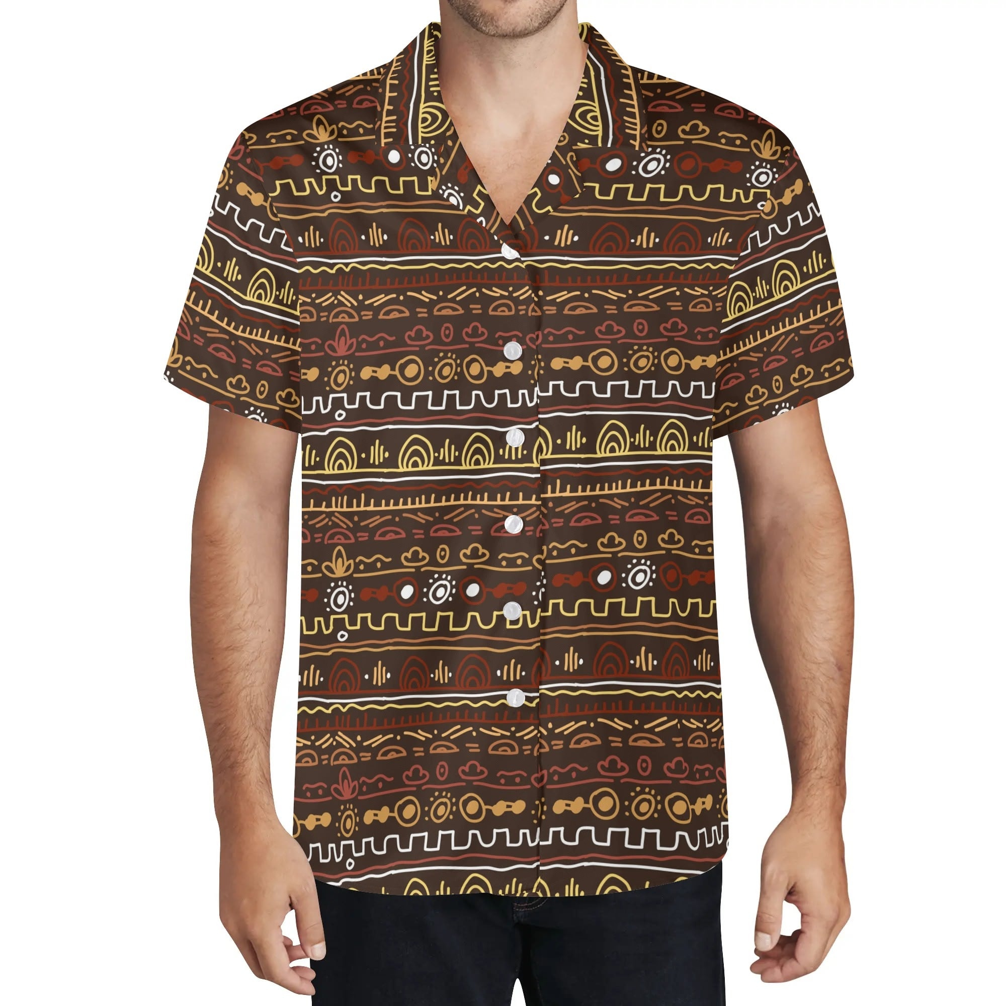 Men's Casual Hawaiian Shirt - Tribal Print