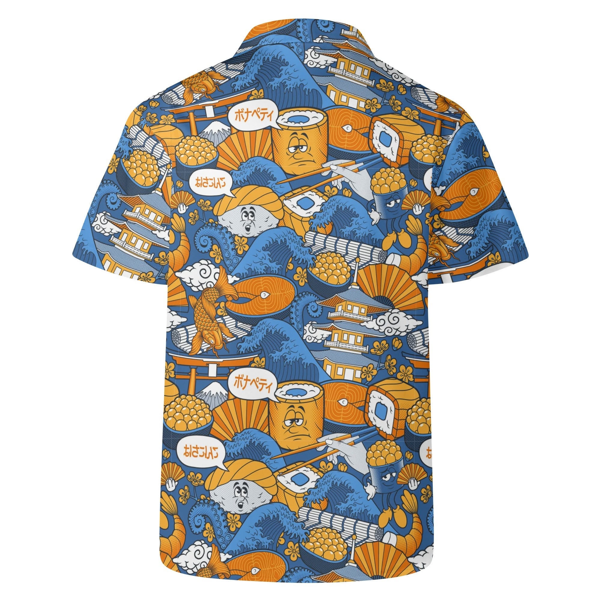 Men's Casual Hawaiian Shirt - Sushi (Blue)