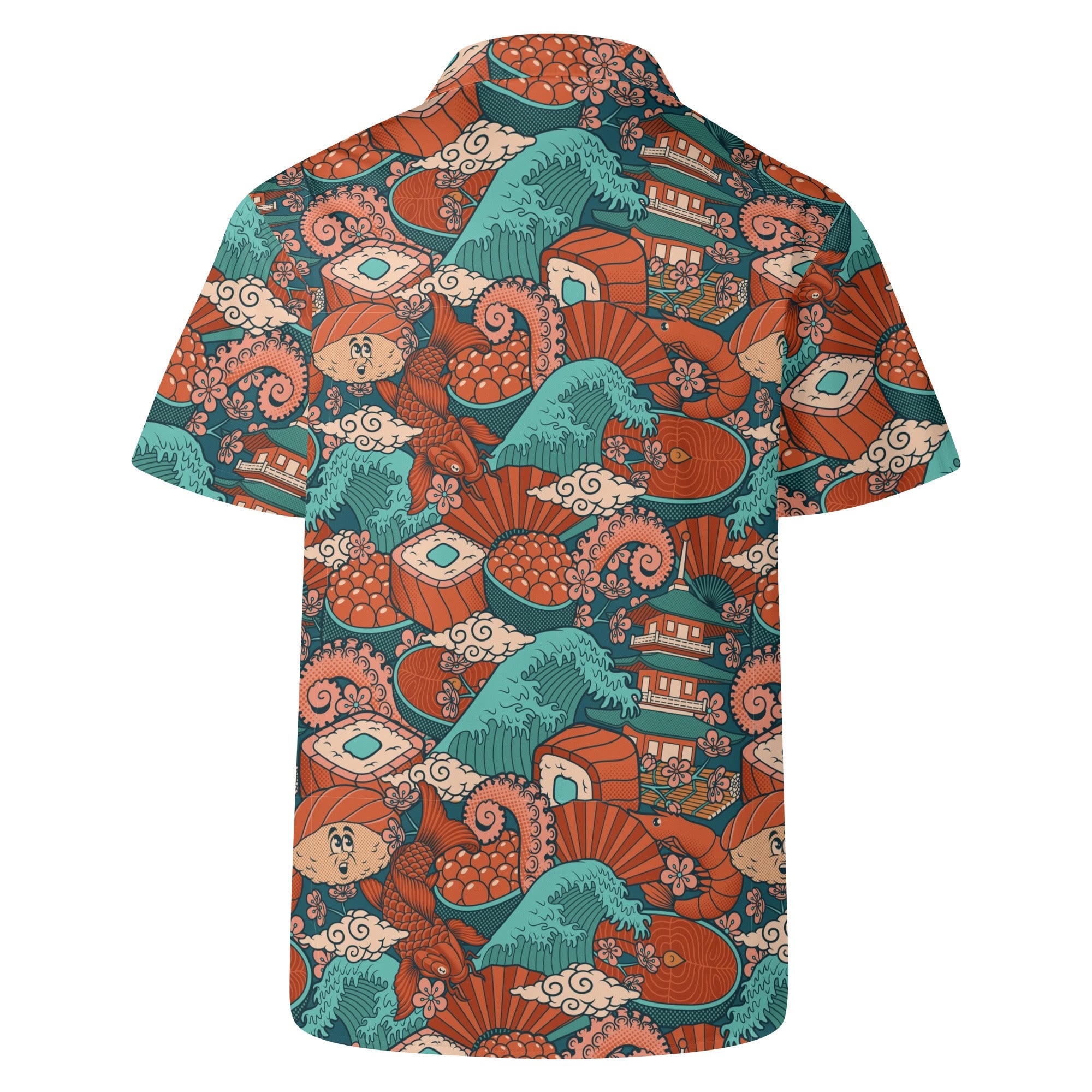 Men's Casual Hawaiian Shirt - Sushi (Red)