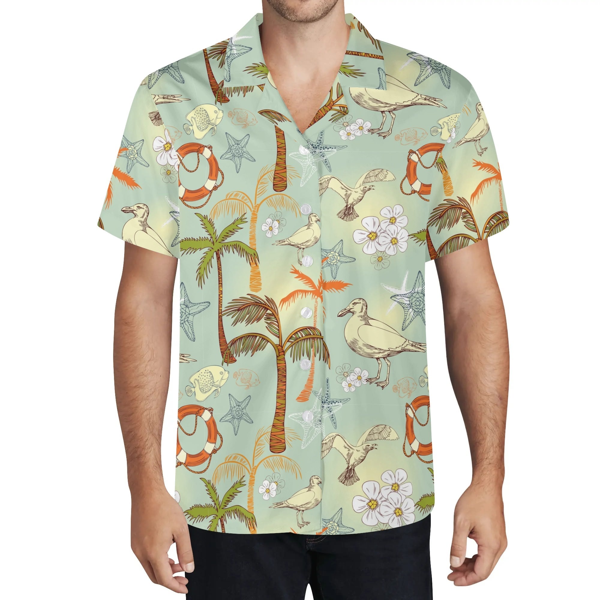 Men's Casual Hawaiian Shirt - Sandpiper Beach