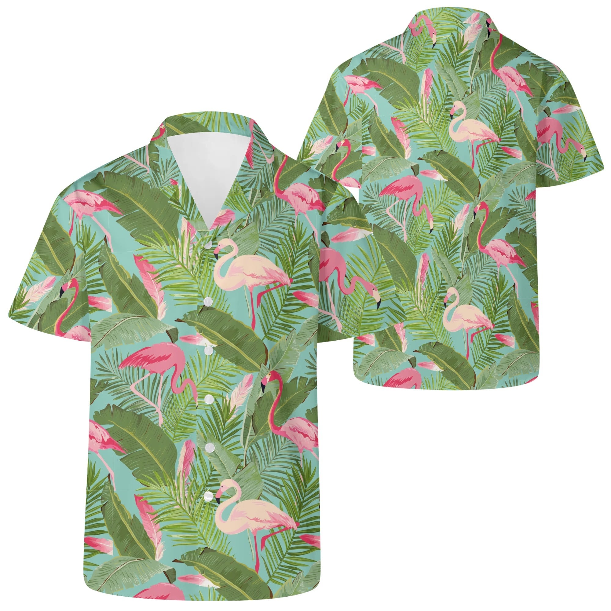 Men's Casual Hawaiian Shirt - Flamingoes