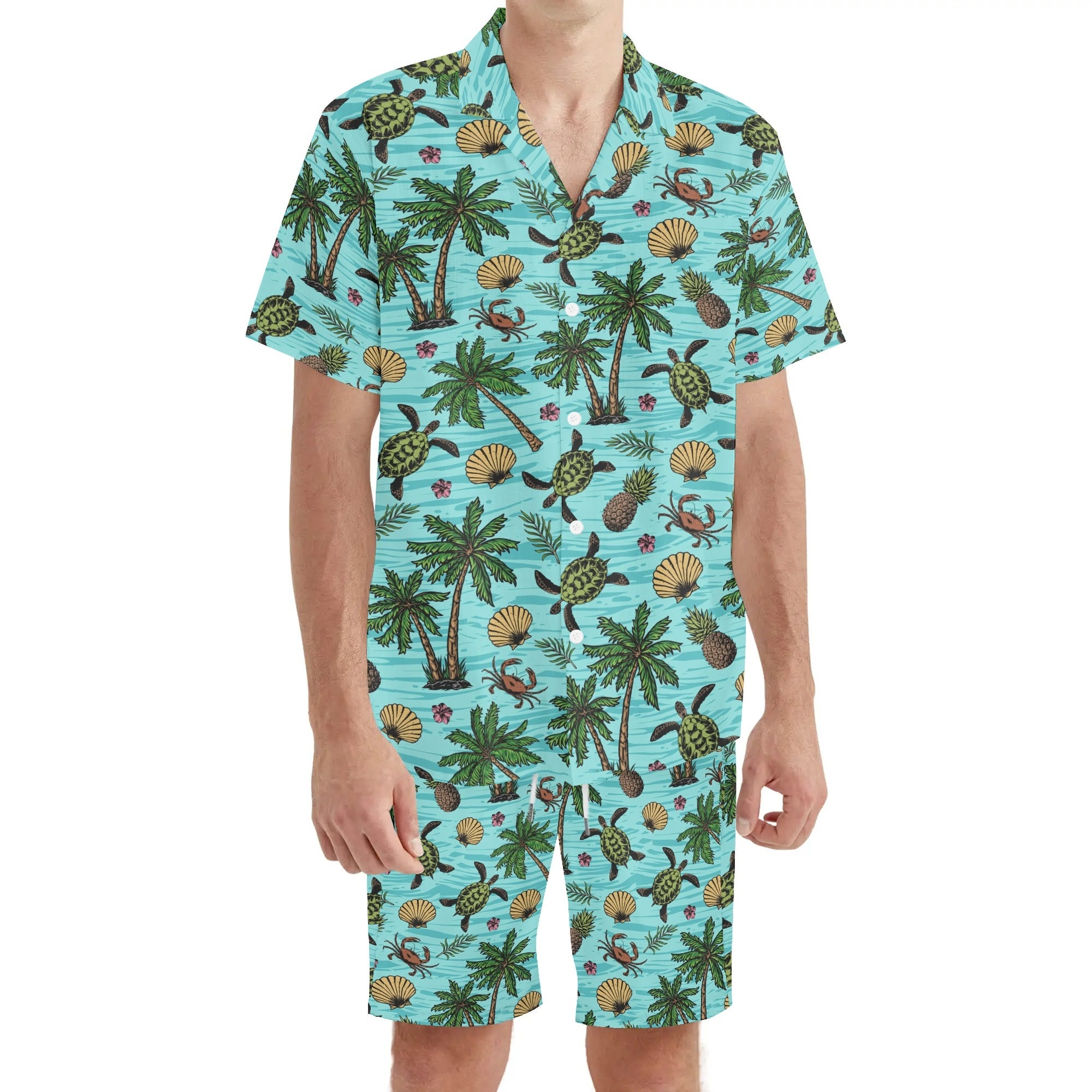 Men's Hawaiian Shirt and Shorts Set - Turtle Beach