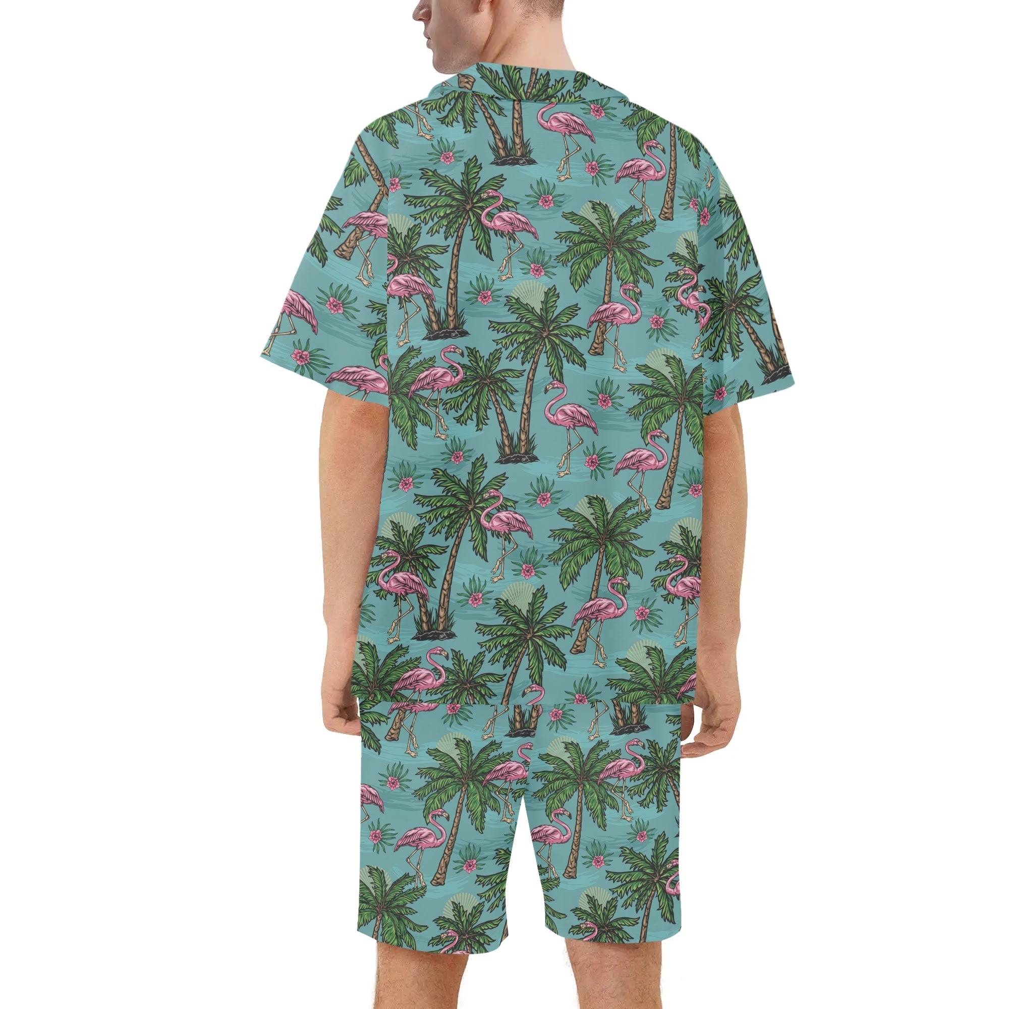 Men's Hawaiian Shirt and Shorts Set - Miami Vibes