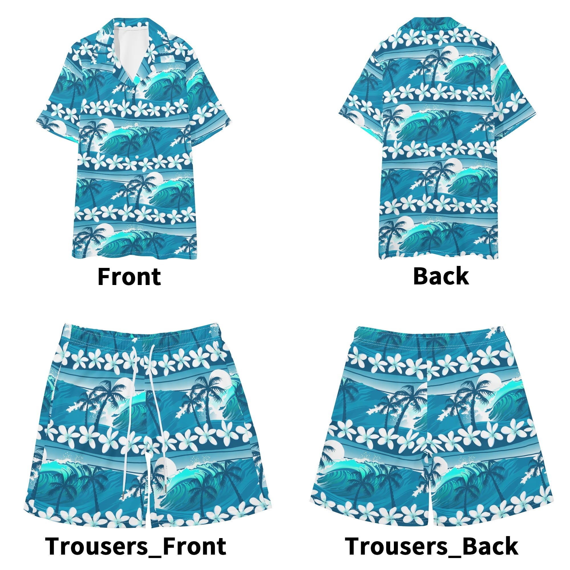 Men's Hawaiian Shirt and Shorts Set - Hawaiian Surf