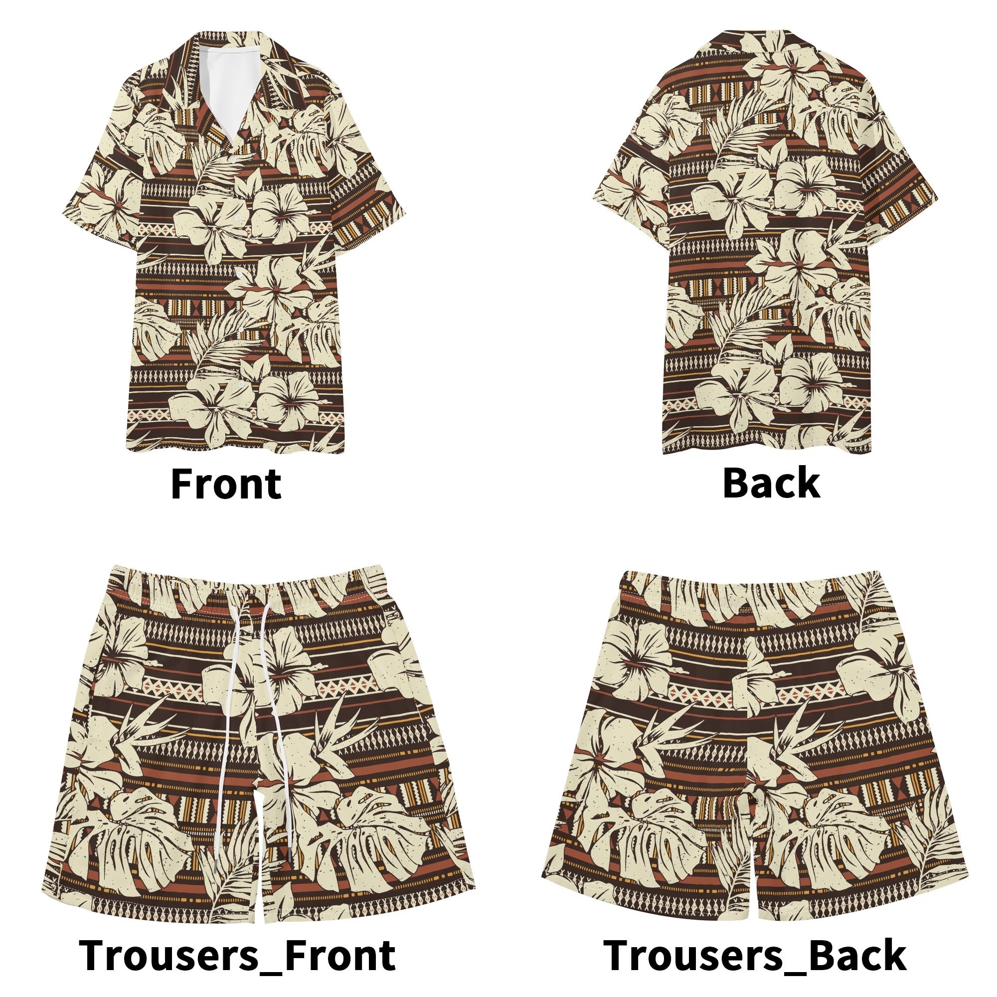 Men's Hawaiian Shirt and Shorts Set - Hawaiian Hibiscus