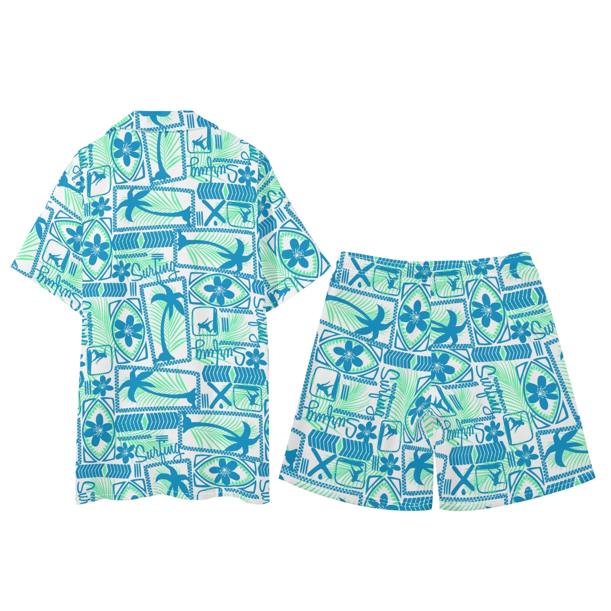 Men's Hawaiian Shirt and Shorts Set - Island Surfing