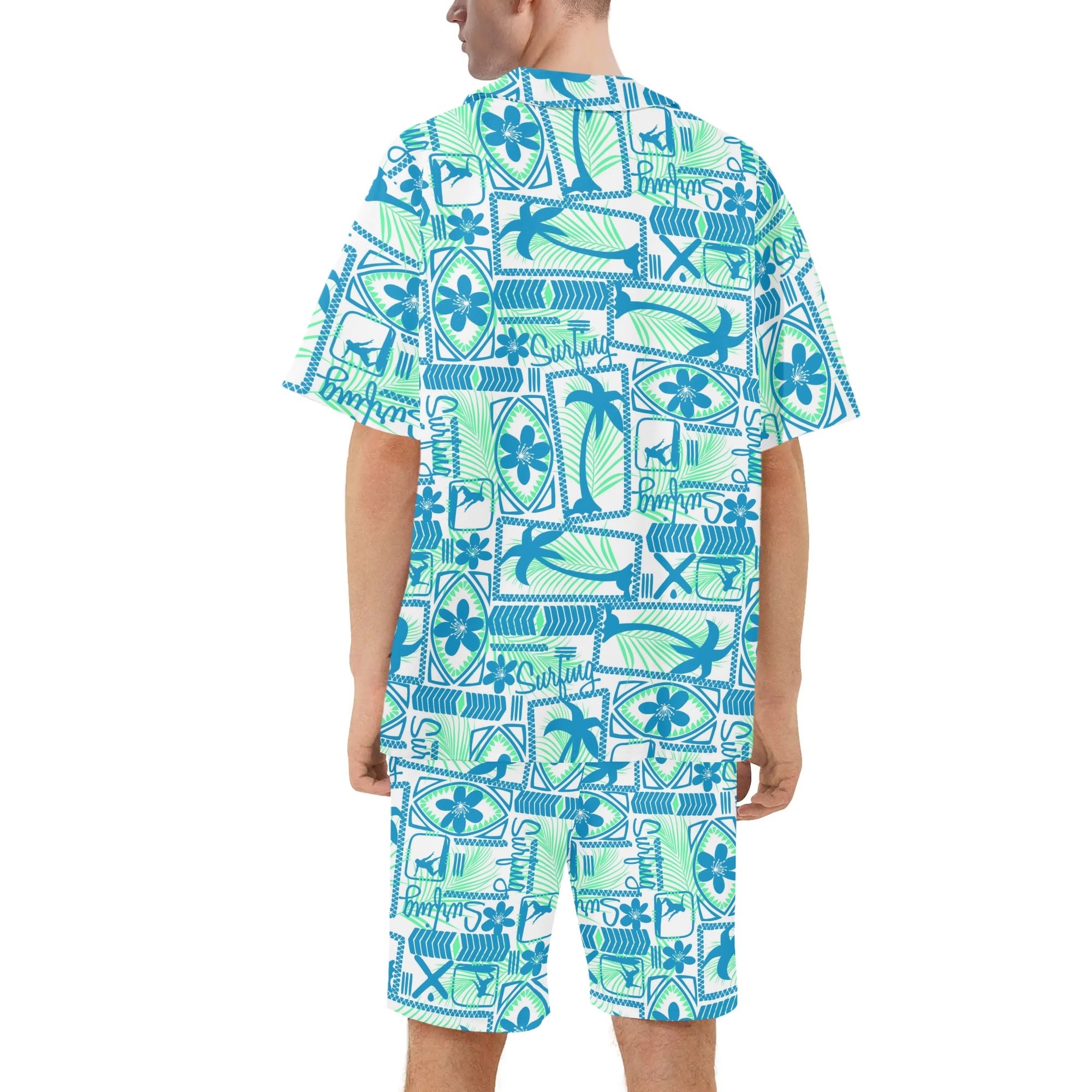 Men's Hawaiian Shirt and Shorts Set - Island Surfing