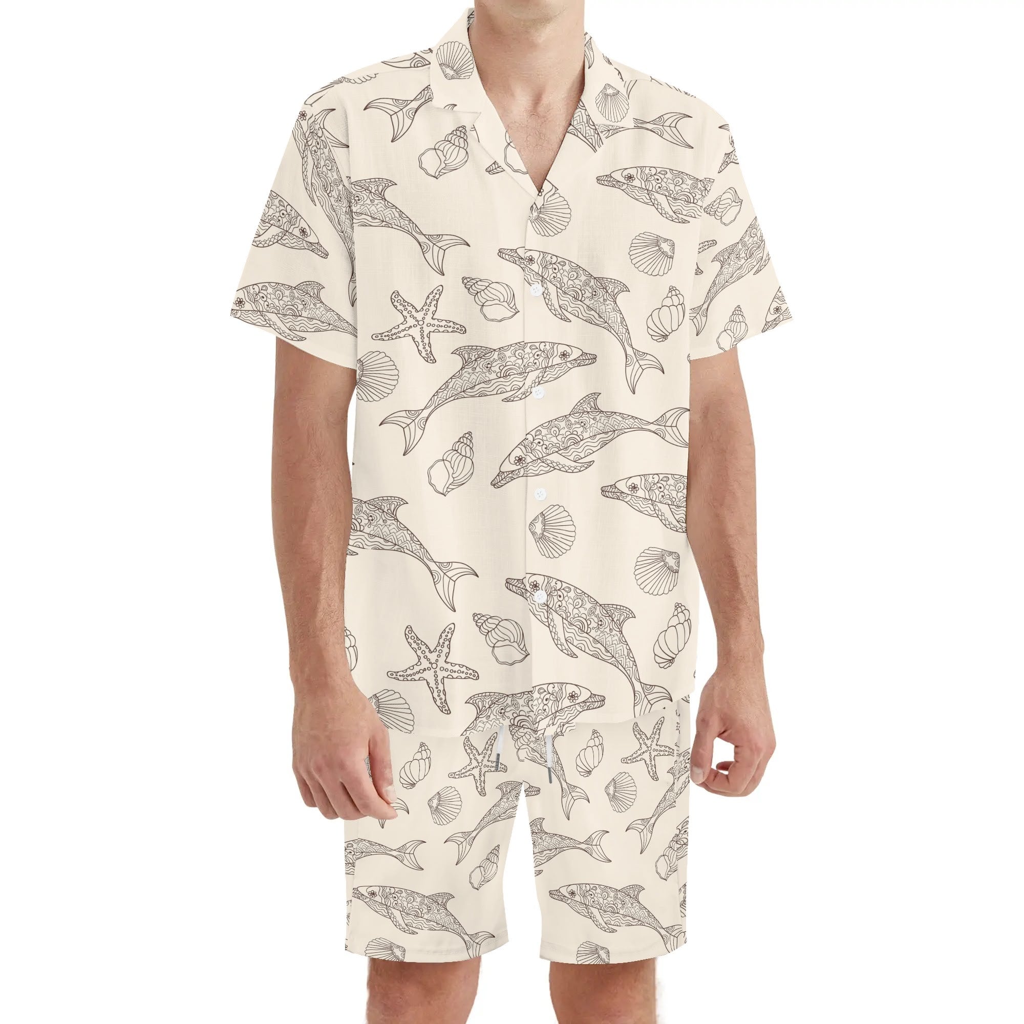 Men's Hawaiian Shirt and Shorts Set - Tidal Rhythm