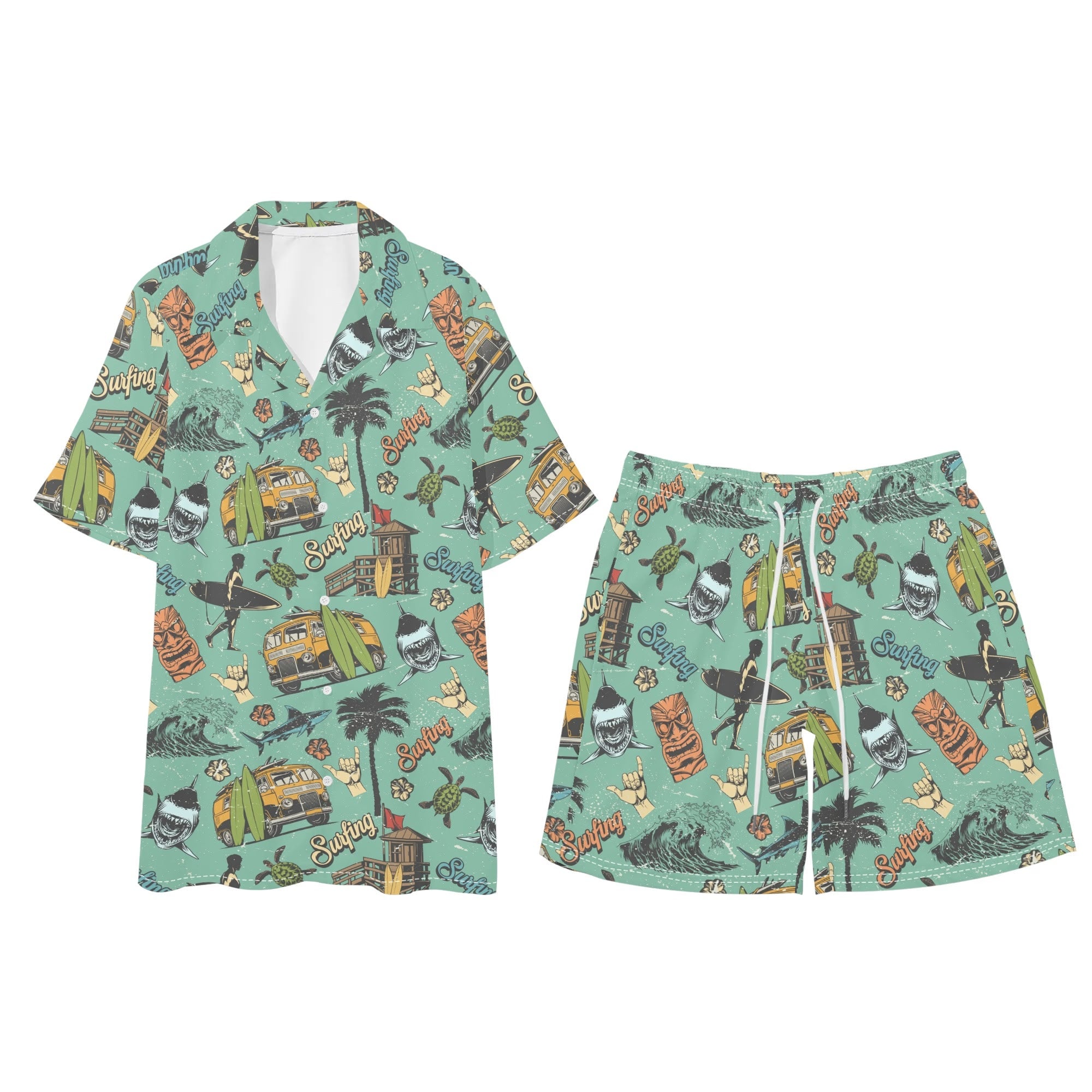 Men's Hawaiian Shirt and Shorts Set - Surf Culture