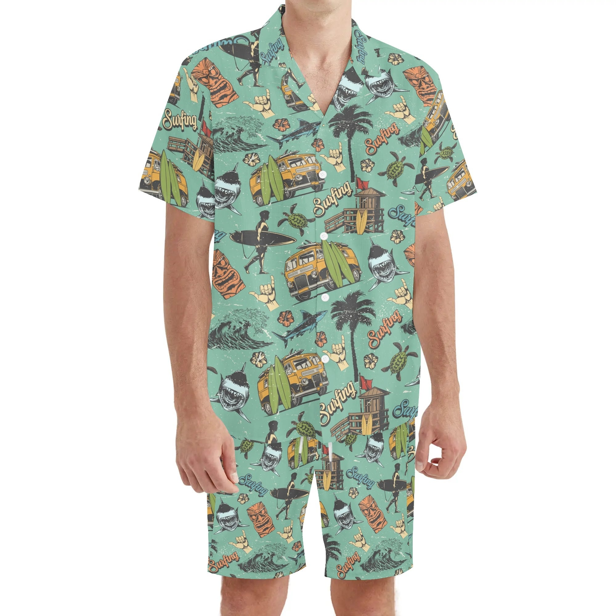 Men's Hawaiian Shirt and Shorts Set - Surf Culture