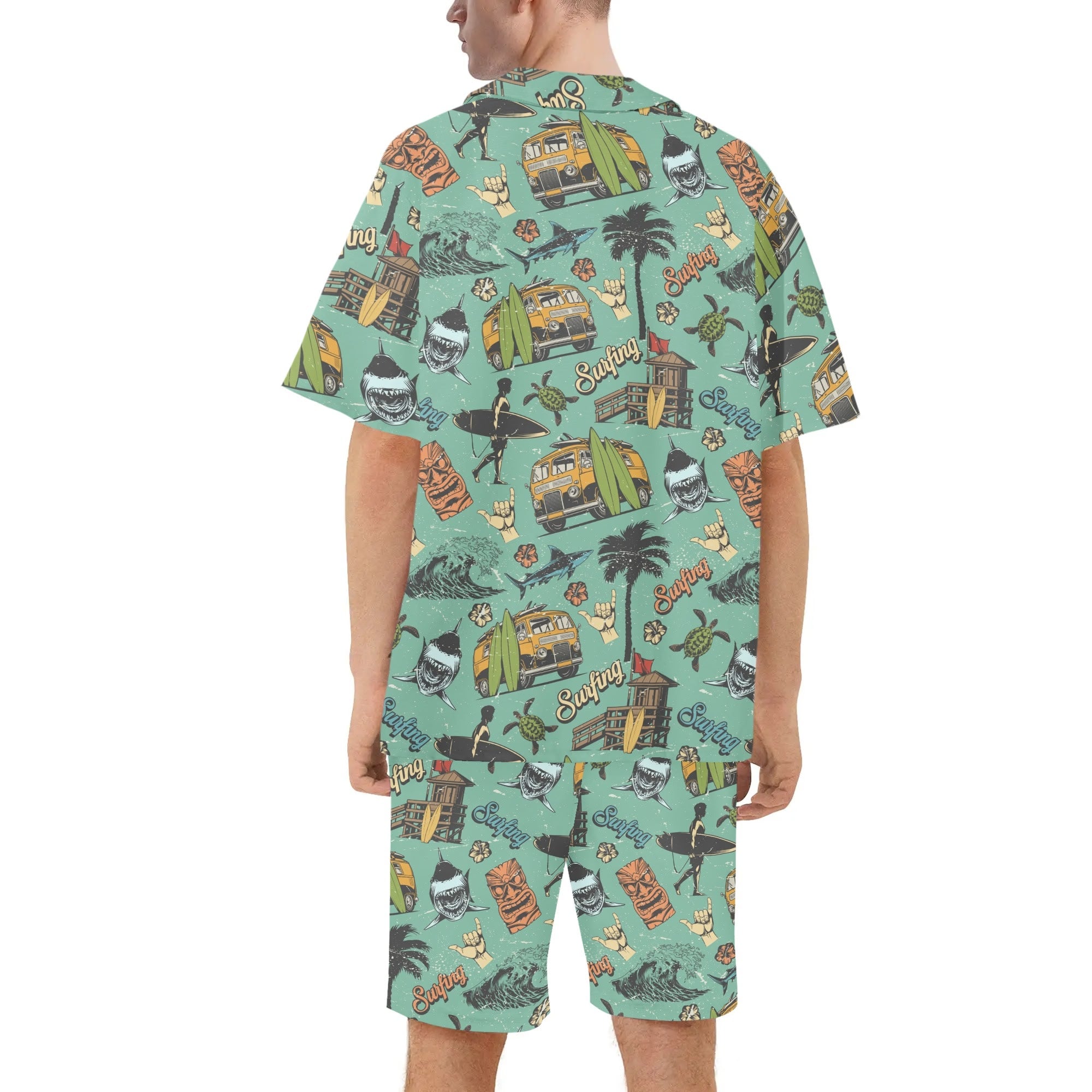 Men's Hawaiian Shirt and Shorts Set - Surf Culture