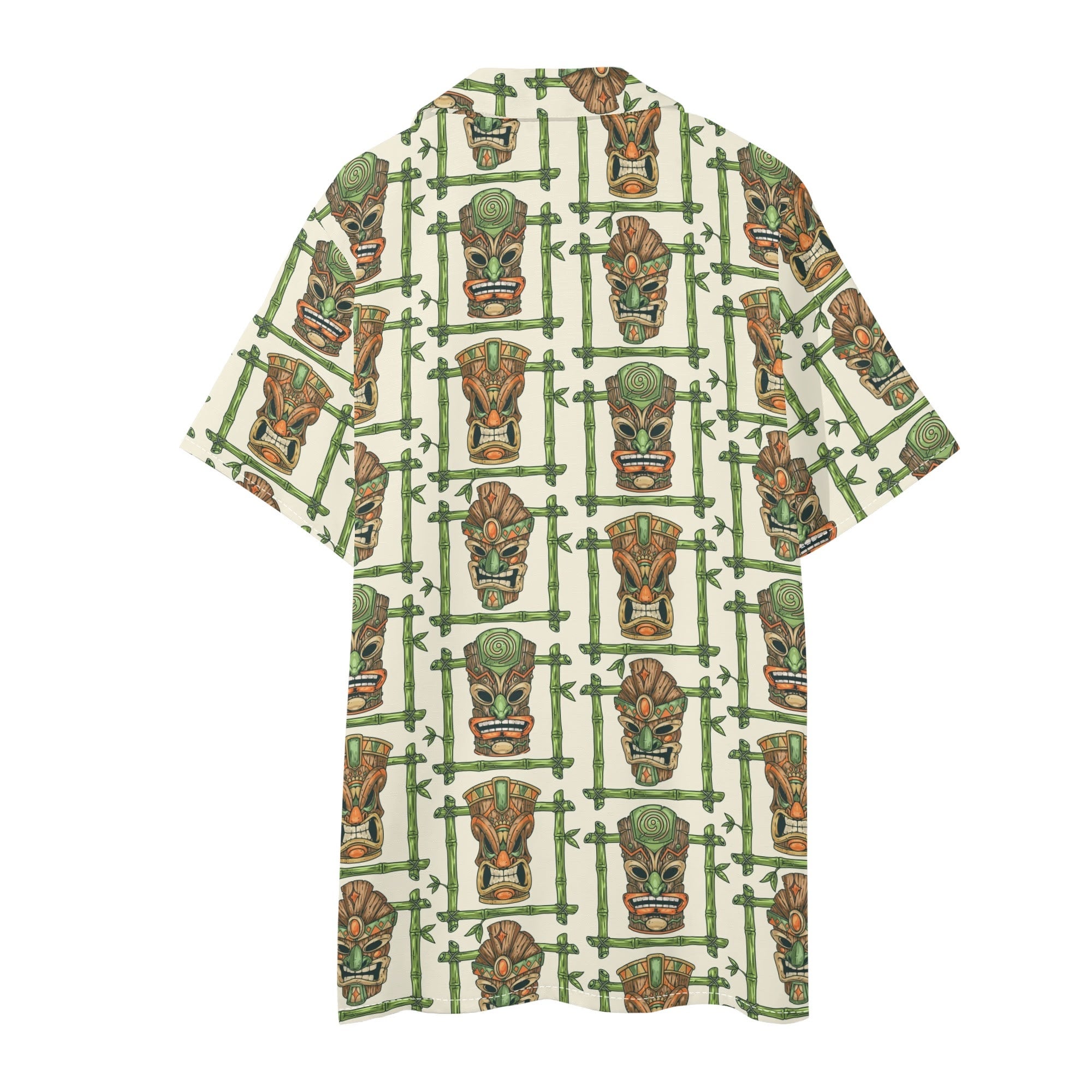 Men's Hawaiian Shirt and Shorts Set - Tiki Masks