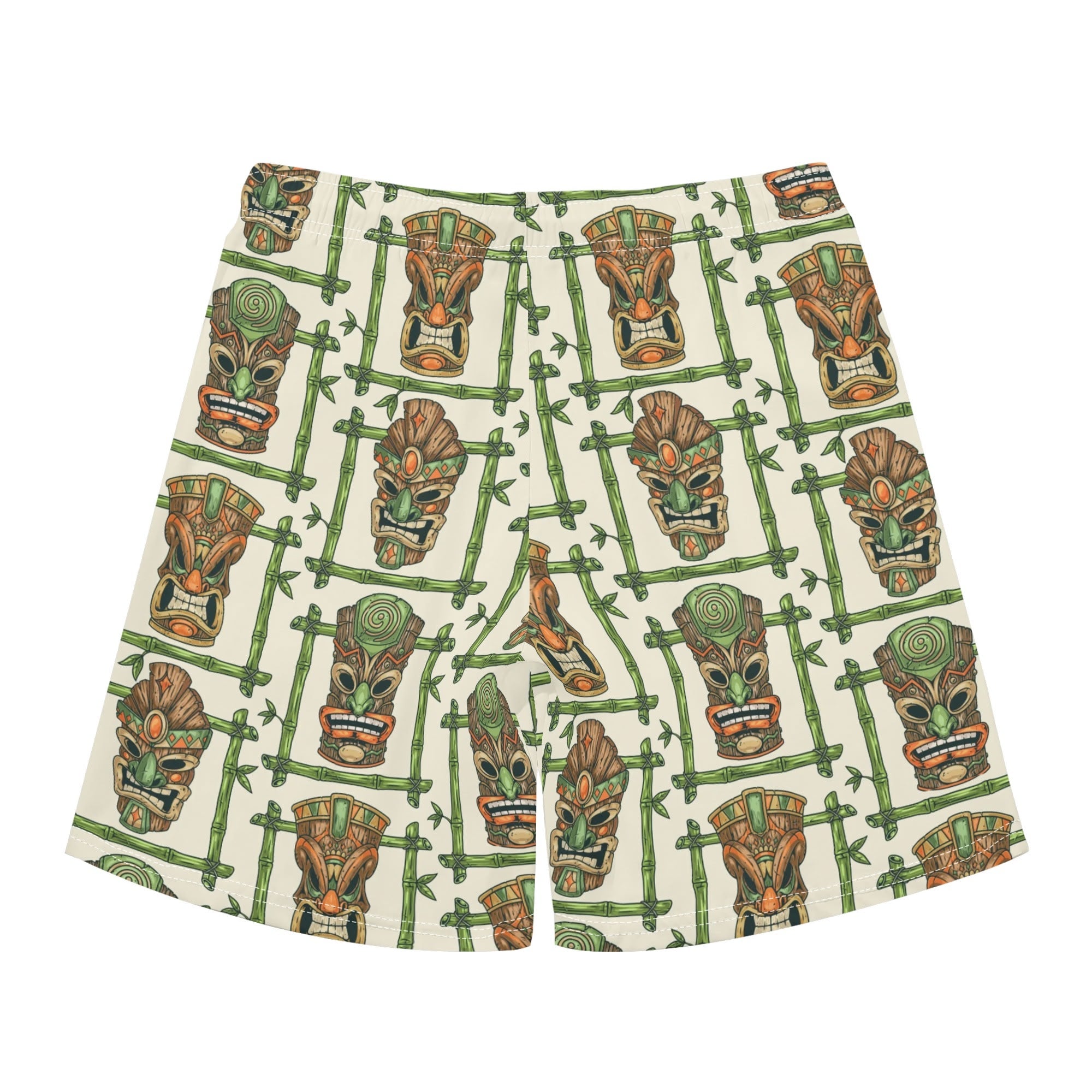 Men's Hawaiian Shirt and Shorts Set - Tiki Masks