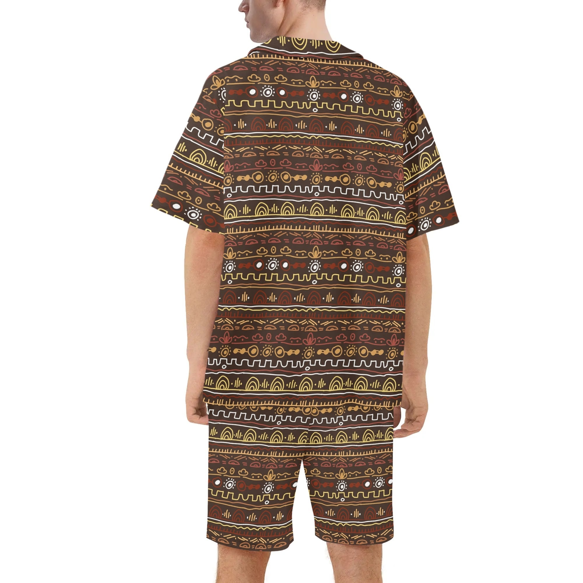 Men's Hawaiian Shirt and Shorts Set - Tribal Print