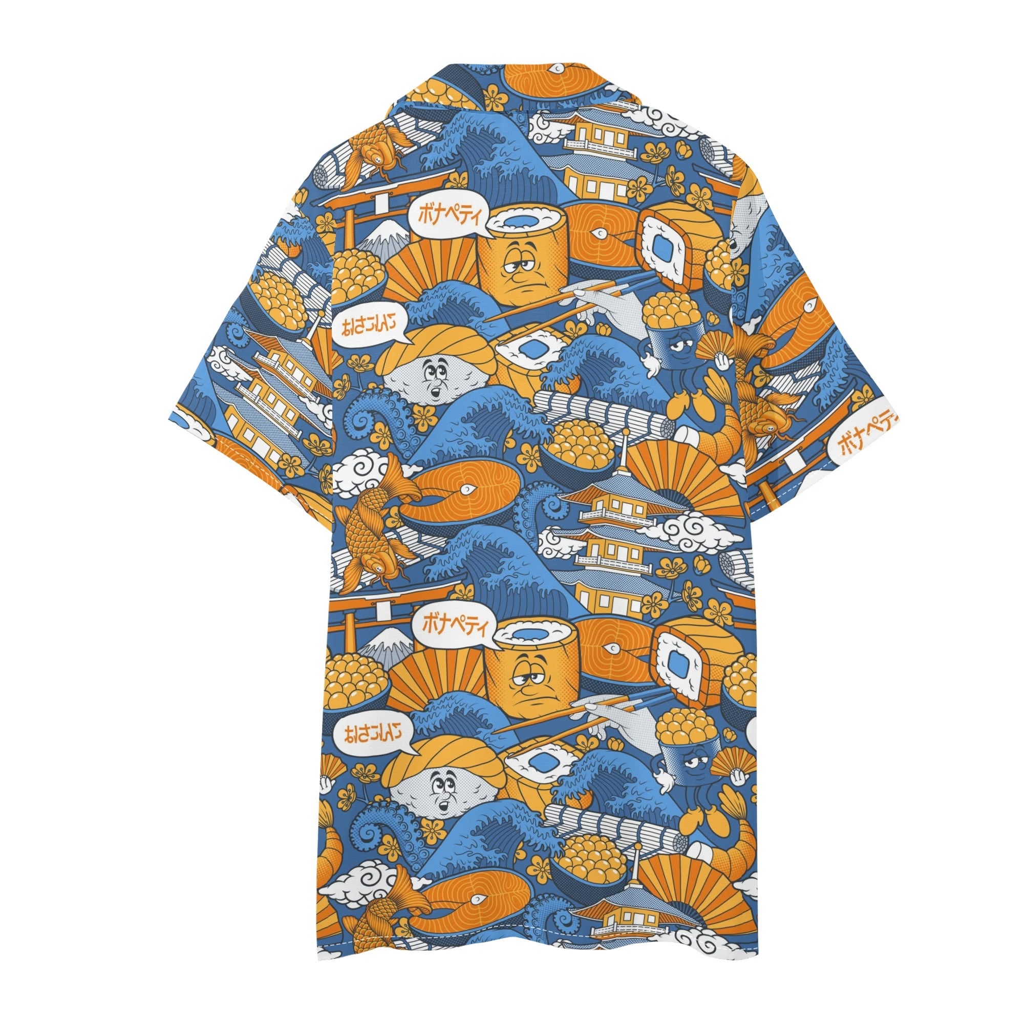 Men's Hawaiian Shirt and Shorts Set - Sushi (Blue)