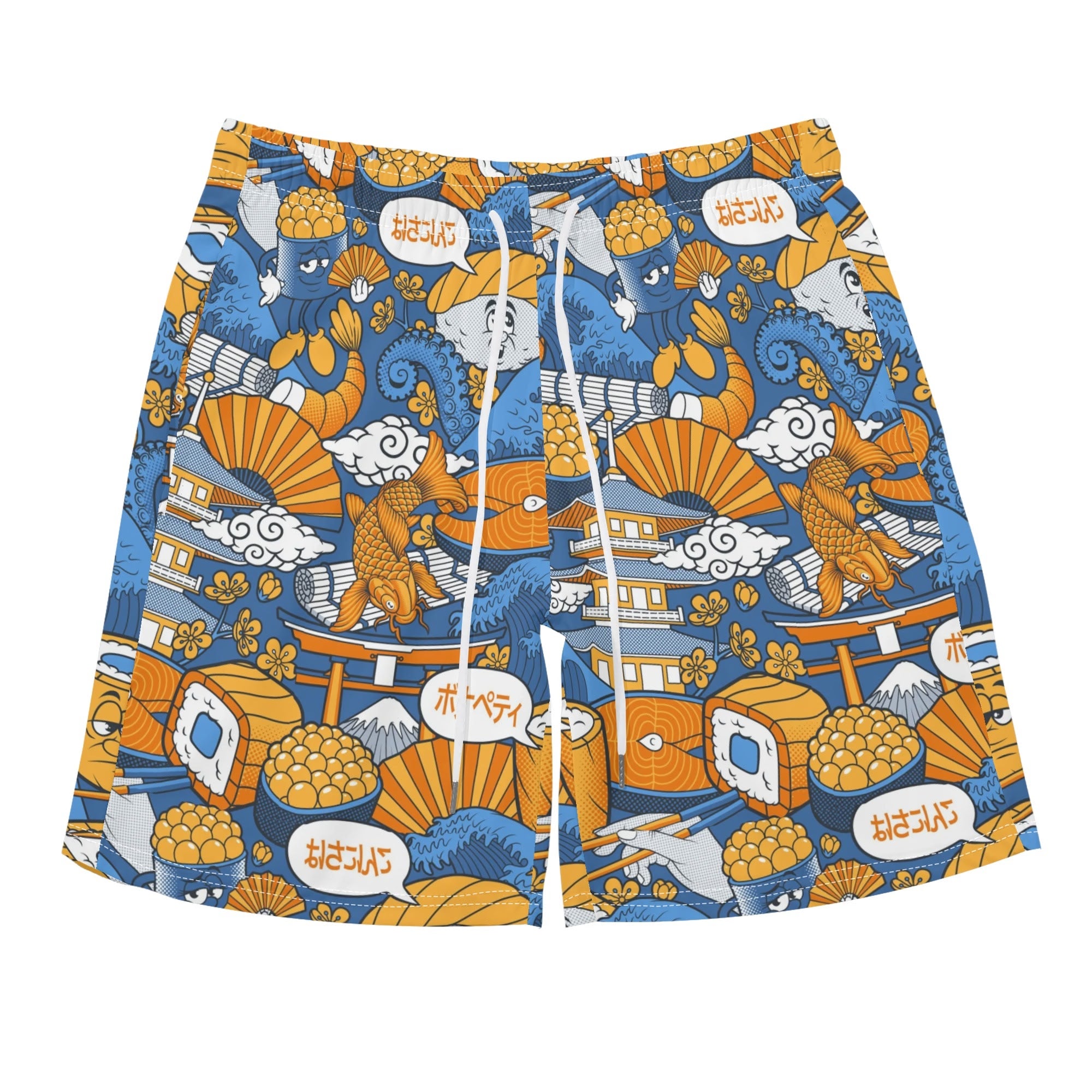 Men's Hawaiian Shirt and Shorts Set - Sushi (Blue)