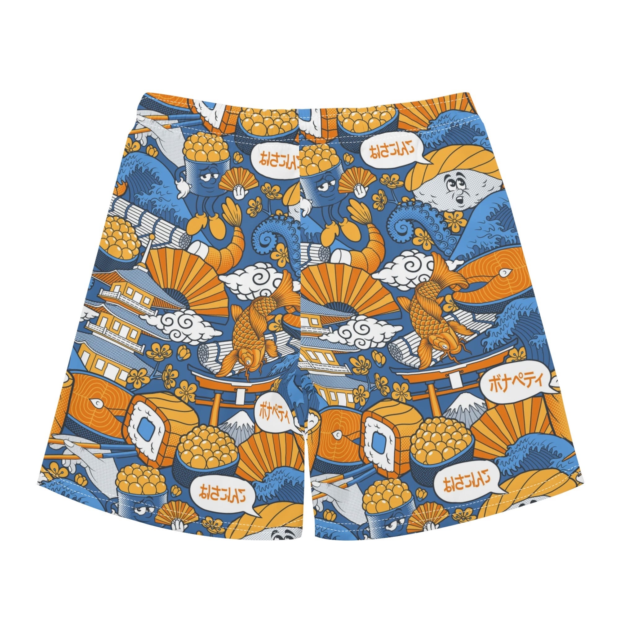 Men's Hawaiian Shirt and Shorts Set - Sushi (Blue)