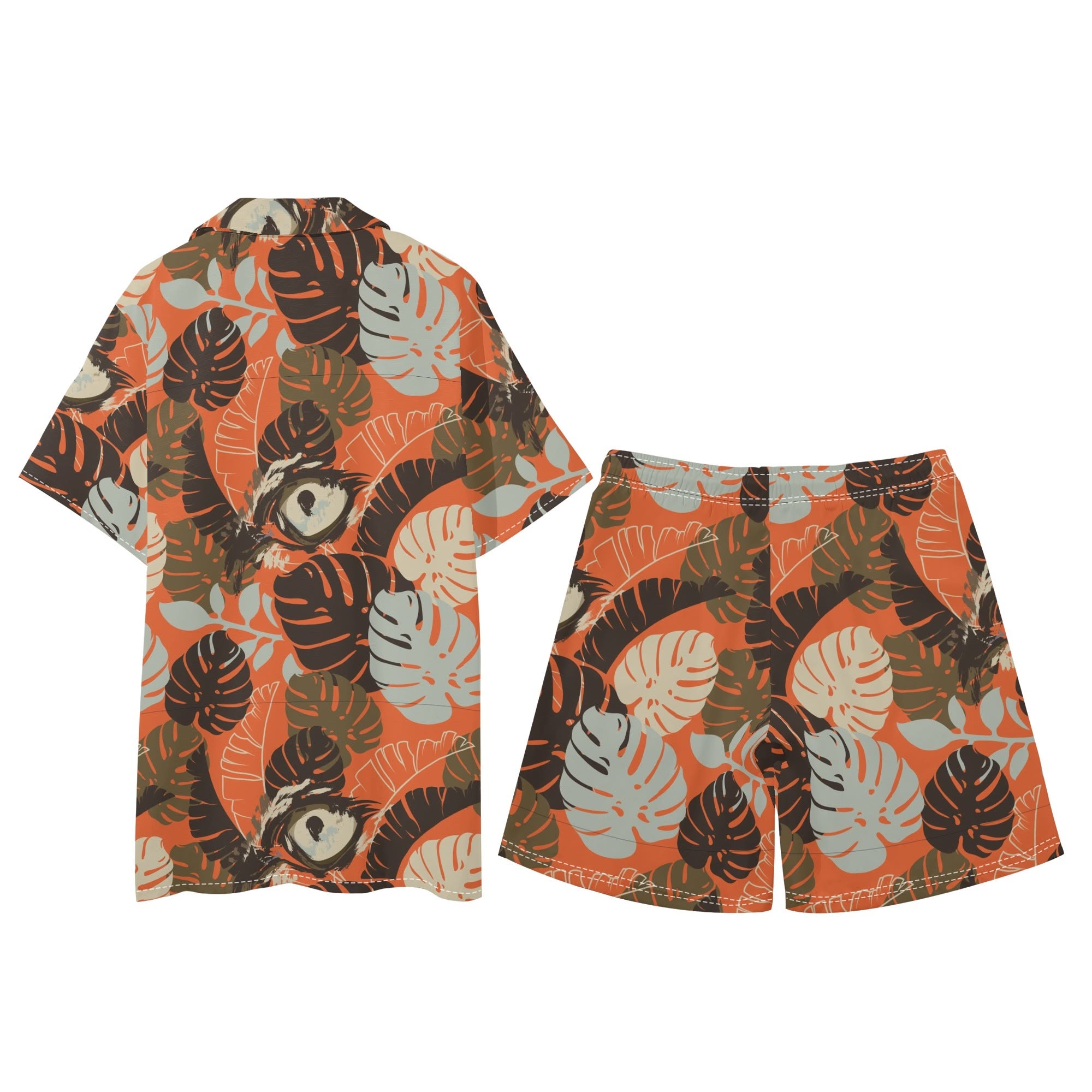 Men's Hawaiian Shirt and Shorts Set - Leopards Eye