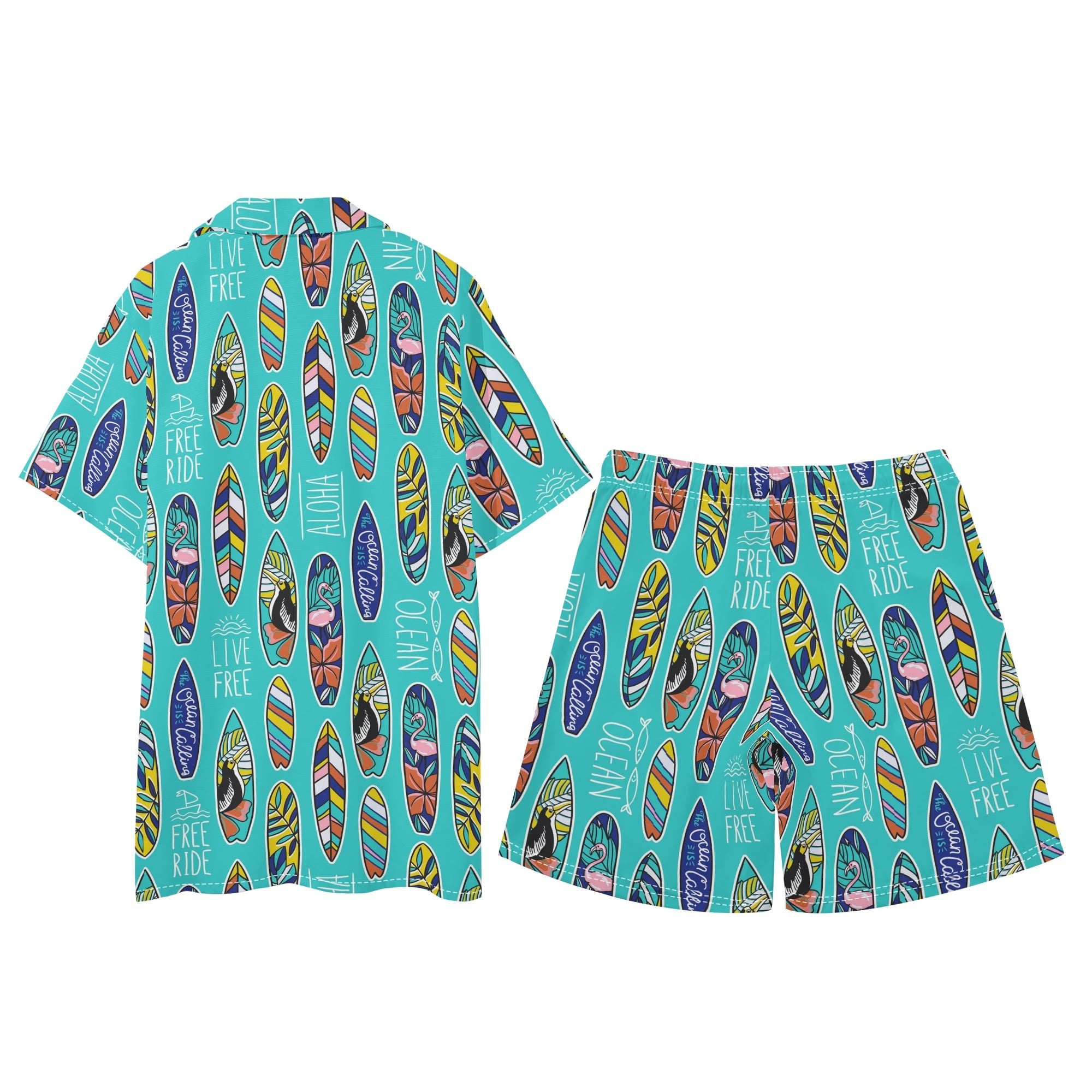 Men's Hawaiian Shirt and Shorts Set - The Ocean is Calling