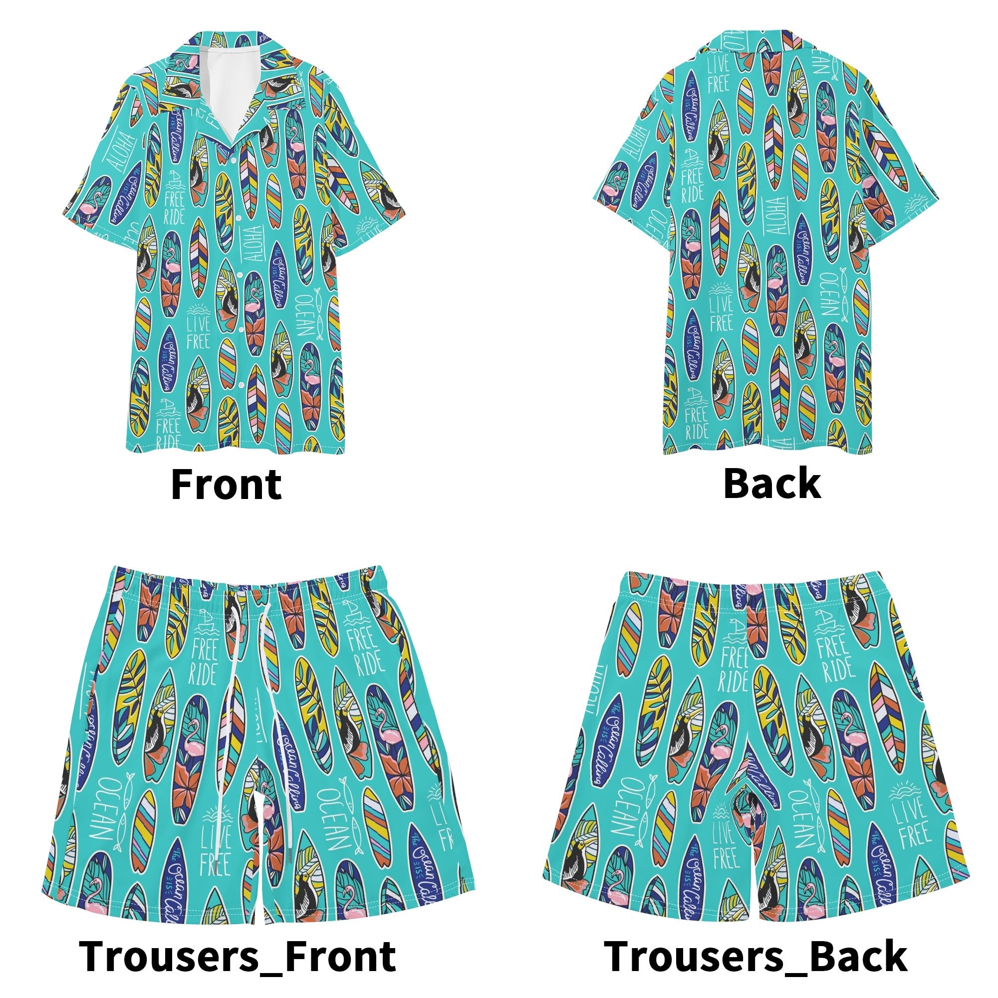 Men's Hawaiian Shirt and Shorts Set - The Ocean is Calling