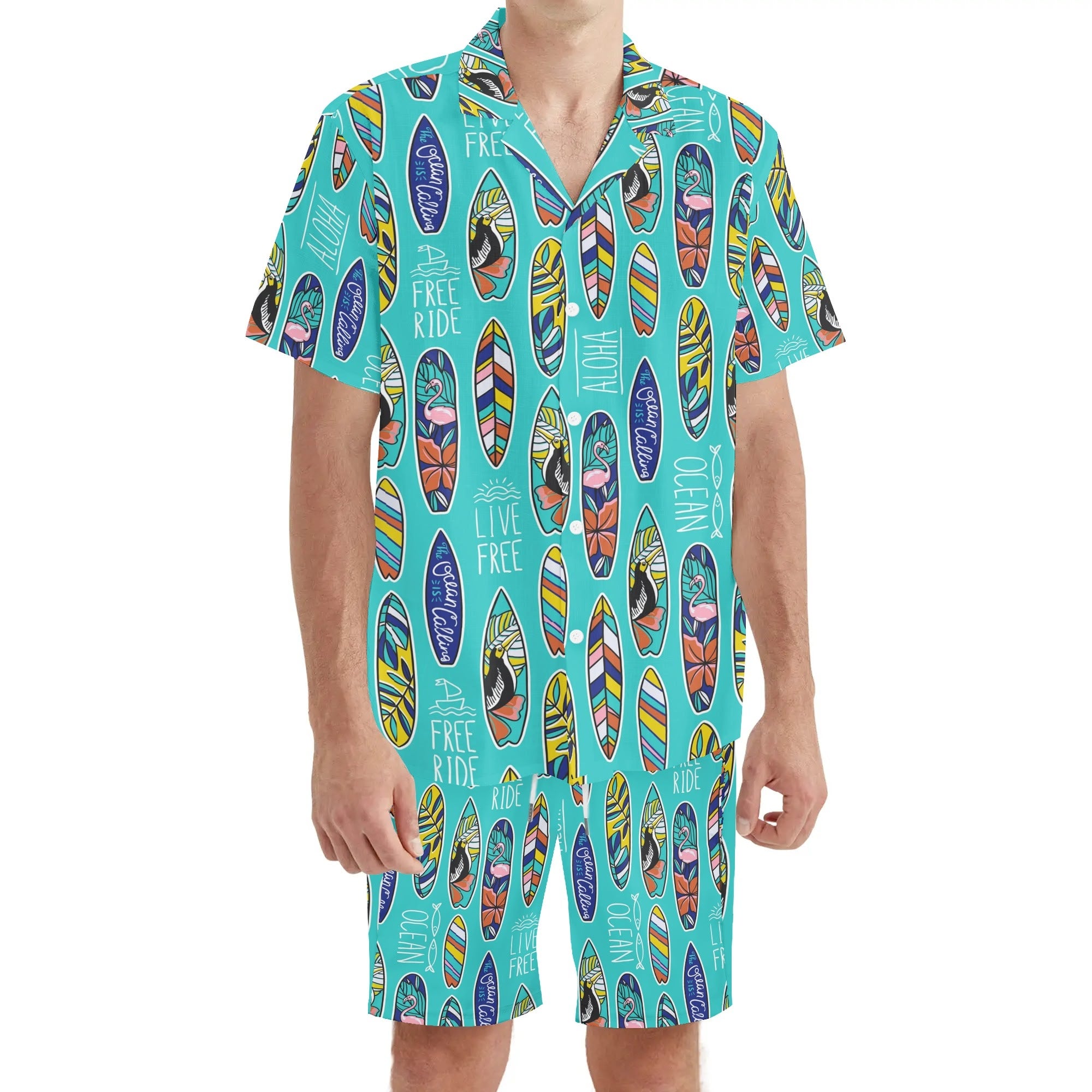 Men's Hawaiian Shirt and Shorts Set - The Ocean is Calling