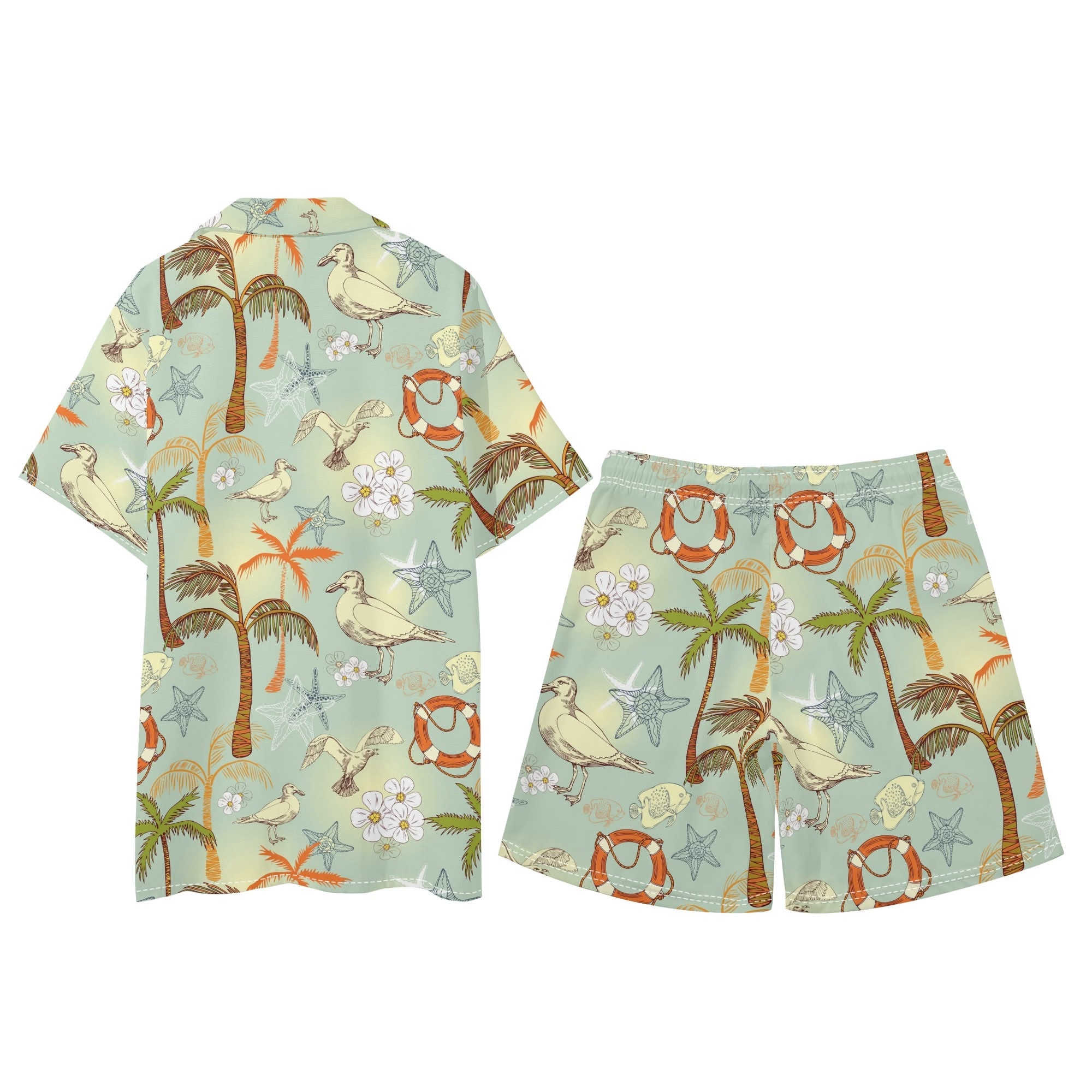 Men's Hawaiian Shirt and Shorts Set - Sandpiper Beach