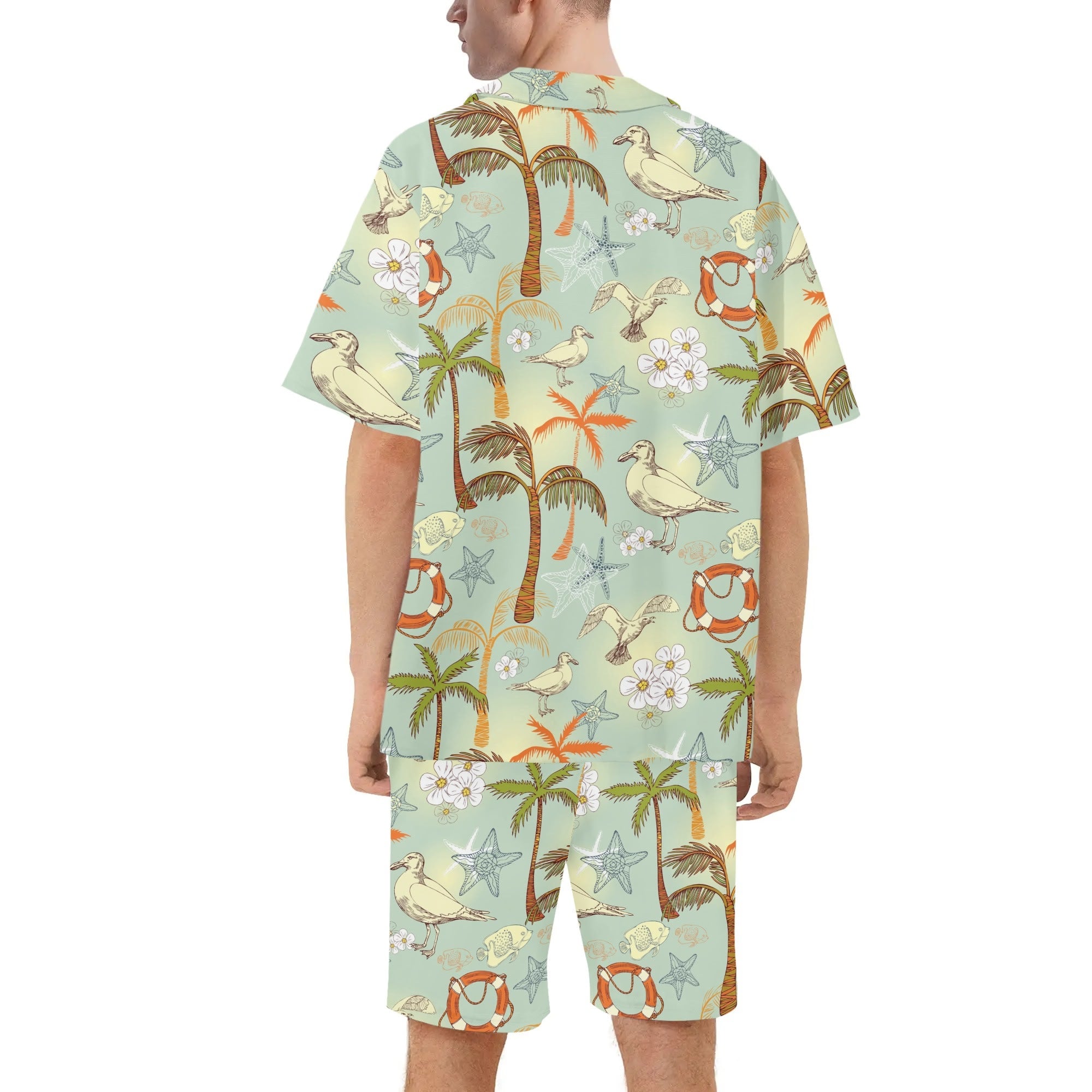 Men's Hawaiian Shirt and Shorts Set - Sandpiper Beach