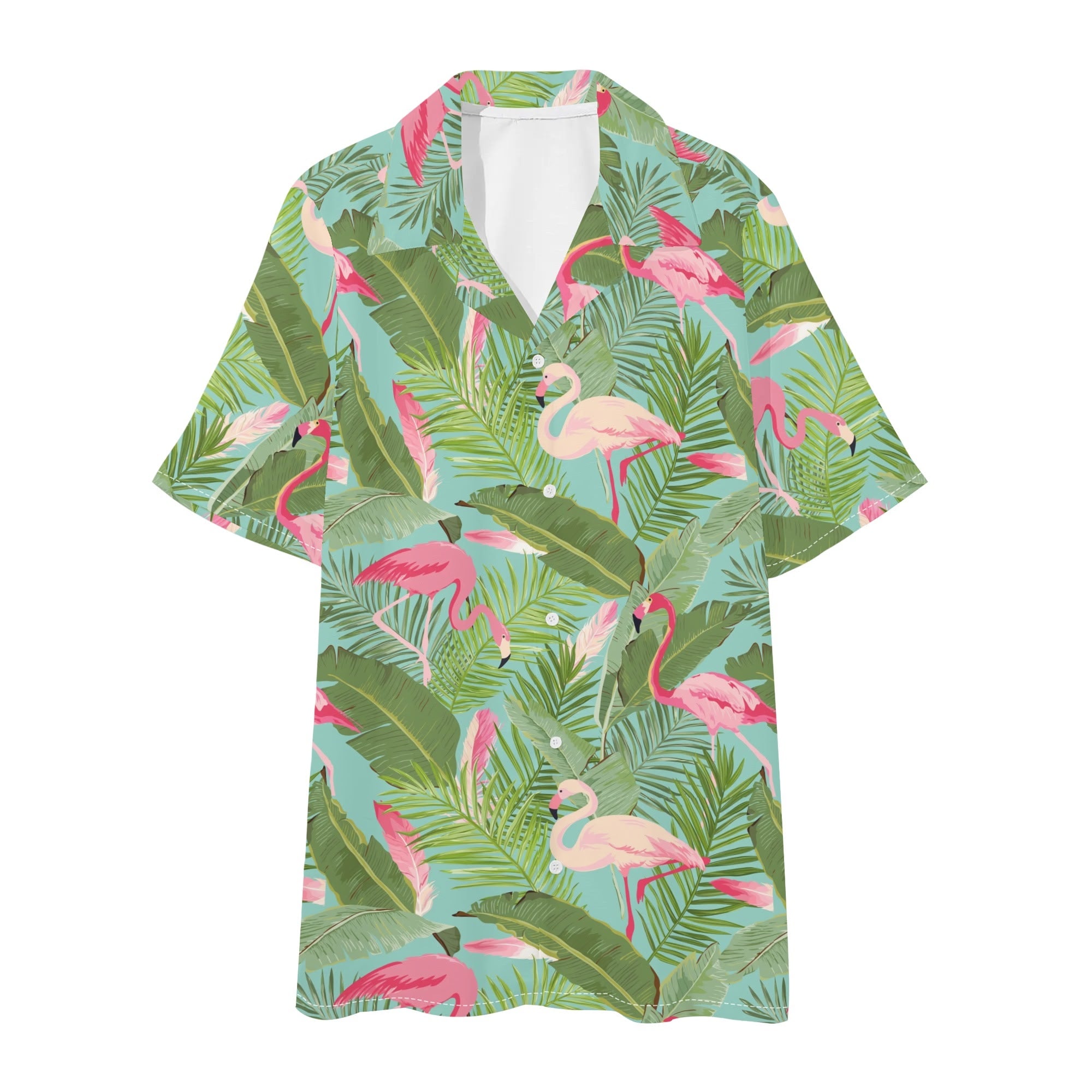 Men's Hawaiian Shirt and Shorts Set - Flamingoes