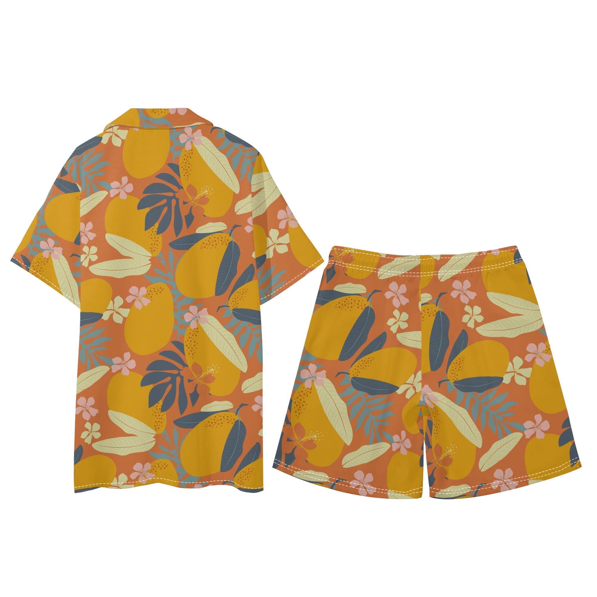 Men's Hawaiian Shirt and Shorts Set - Mystic Mango