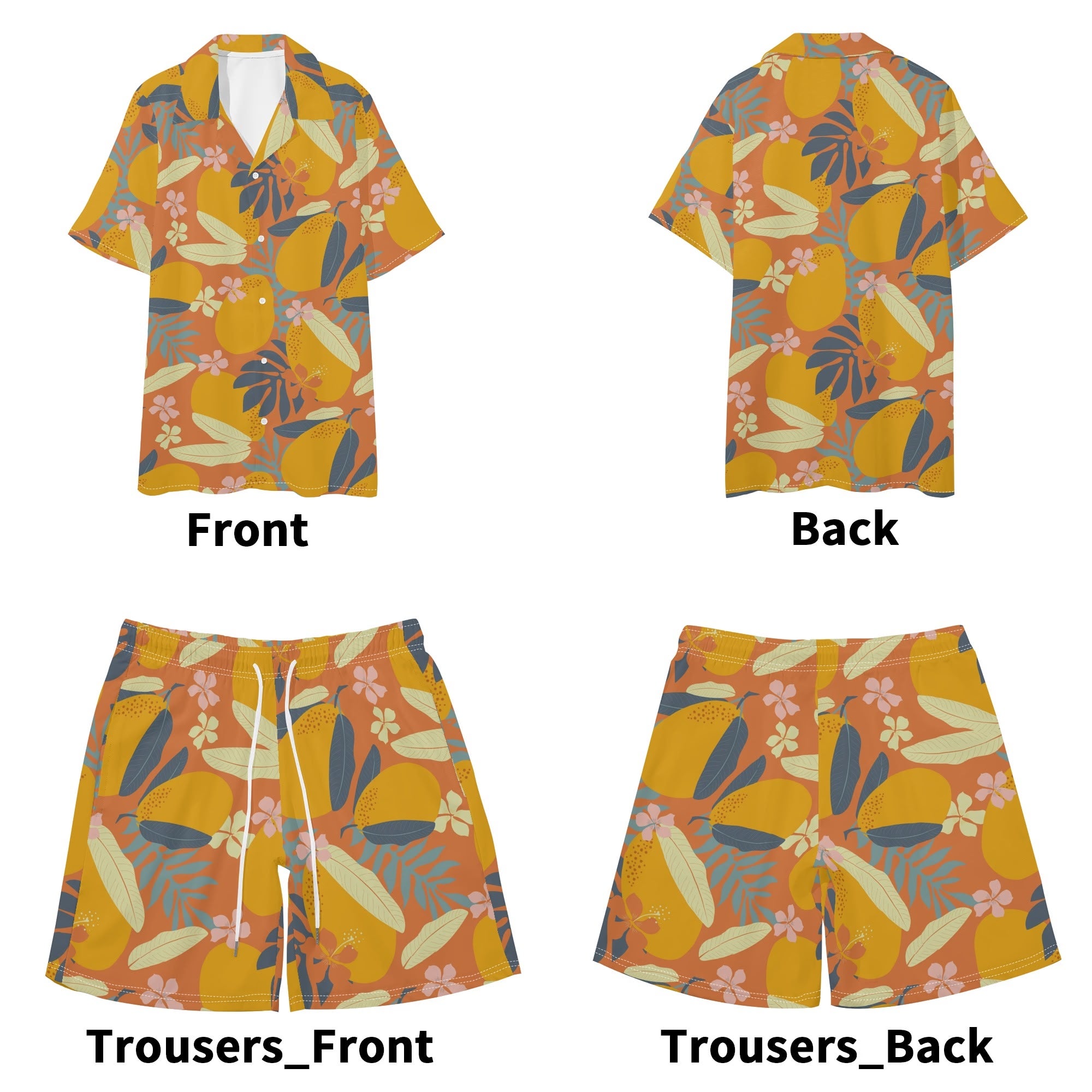 Men's Hawaiian Shirt and Shorts Set - Mystic Mango